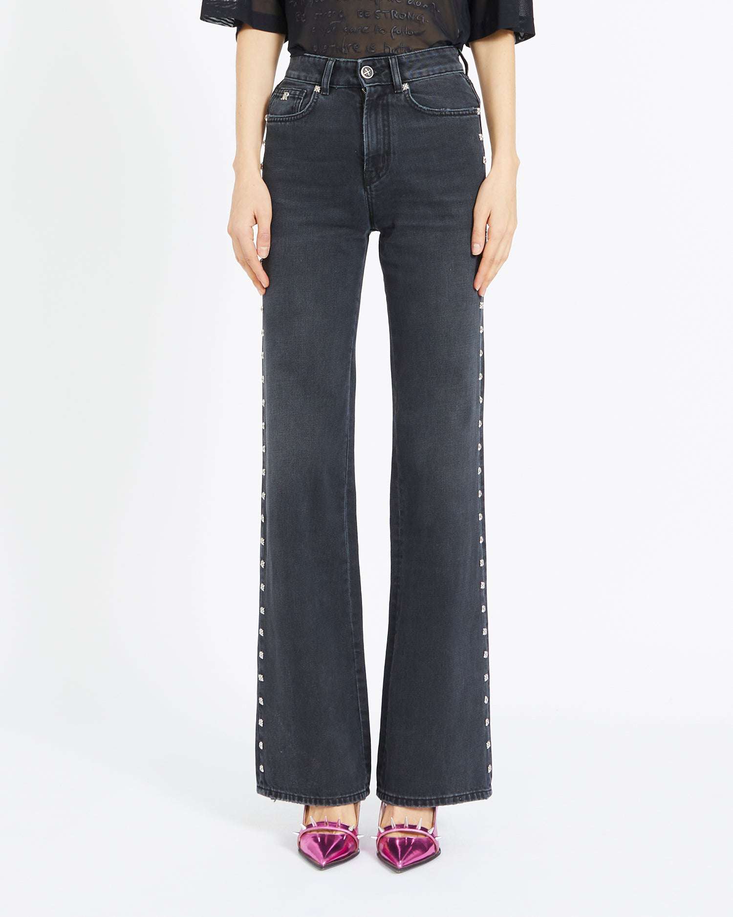 Shop John Richmond Jeans With Side Studs In Nero