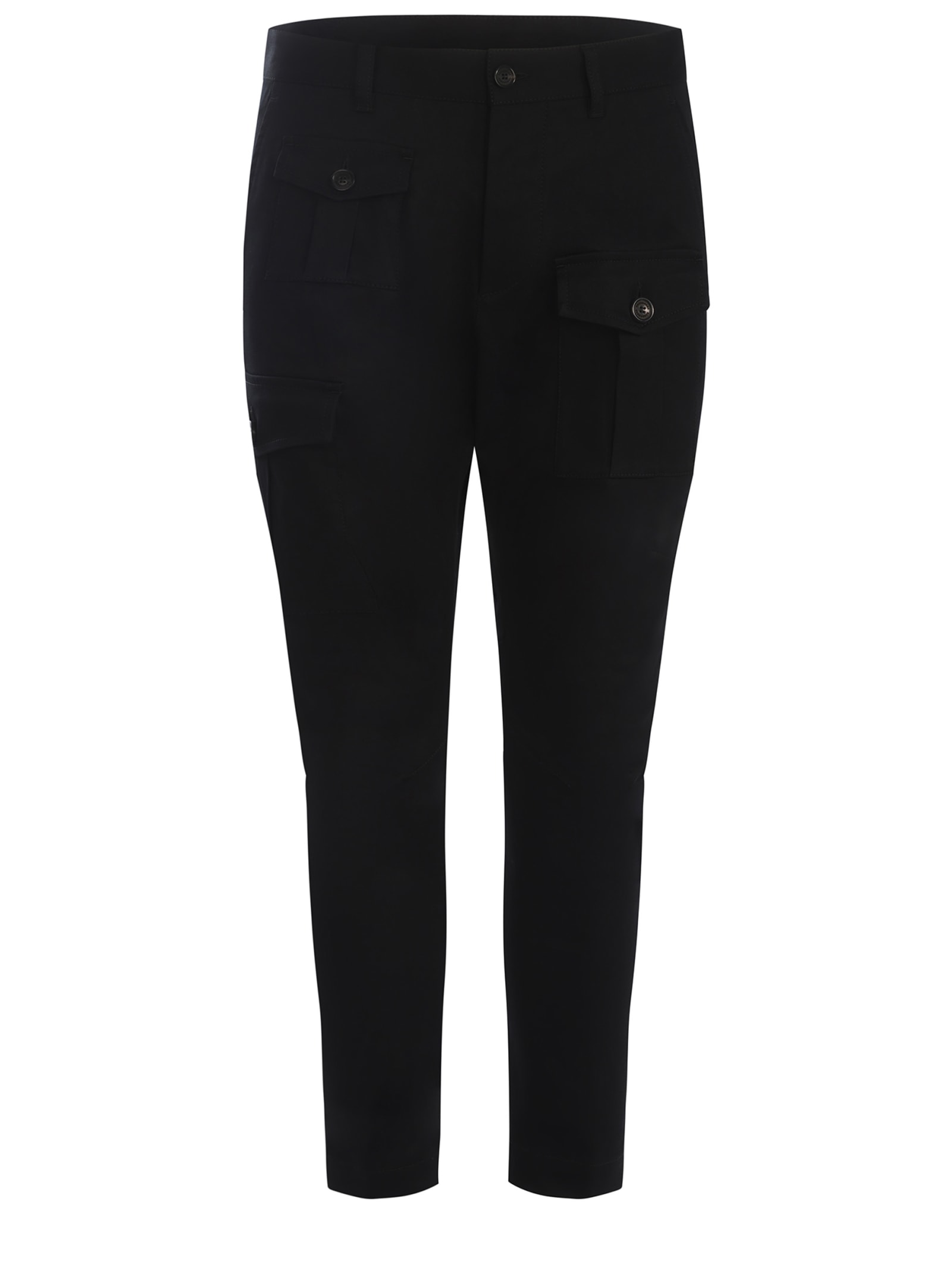 Shop Dsquared2 Trousers  Sexy Cargo Made Of Cotton In Nero