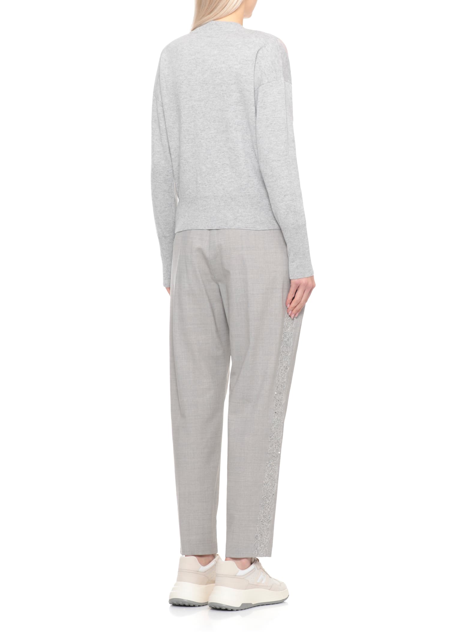 Peserico Argyle Knit Sweater Ribbed Cuffs In Multi