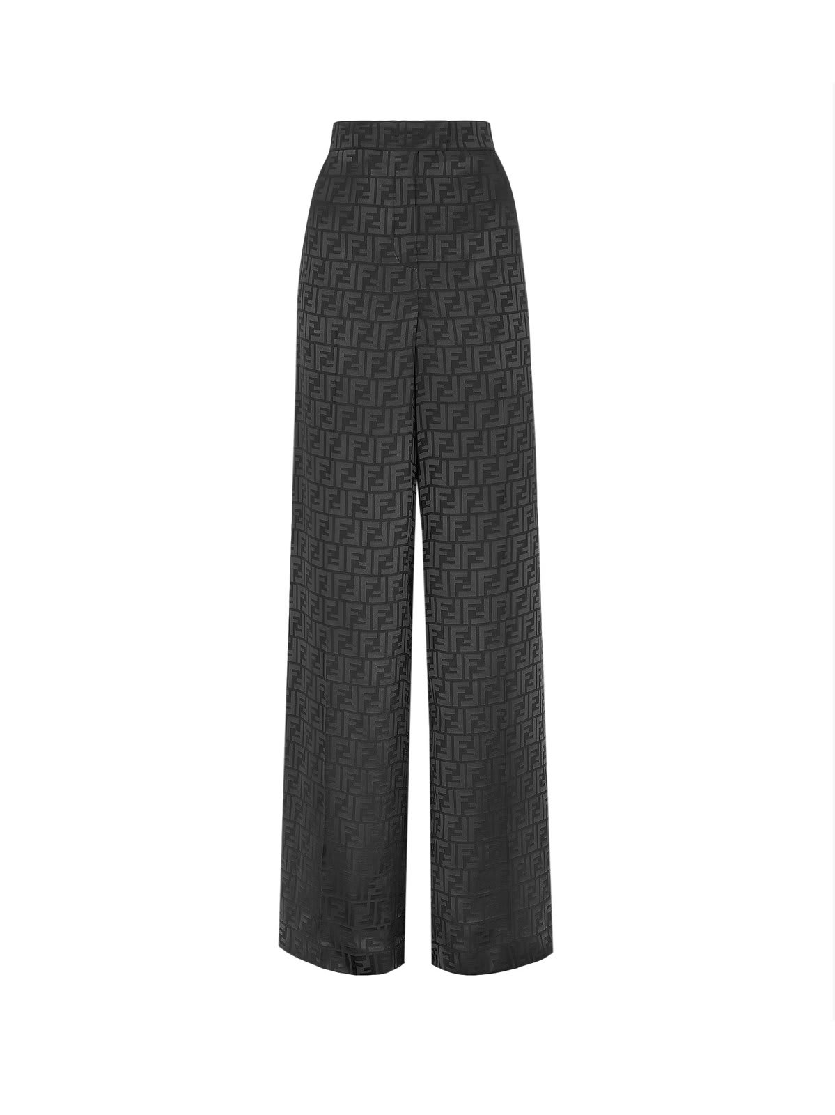 Shop Fendi Ff Jcquard High-waist Straight-leg Trousers In Gme Black