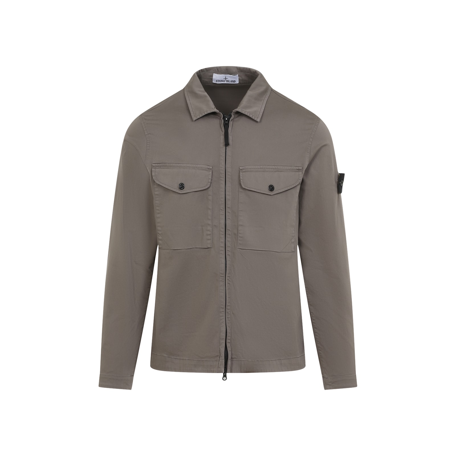 Shop Stone Island Cotton Overshirt In Grigio