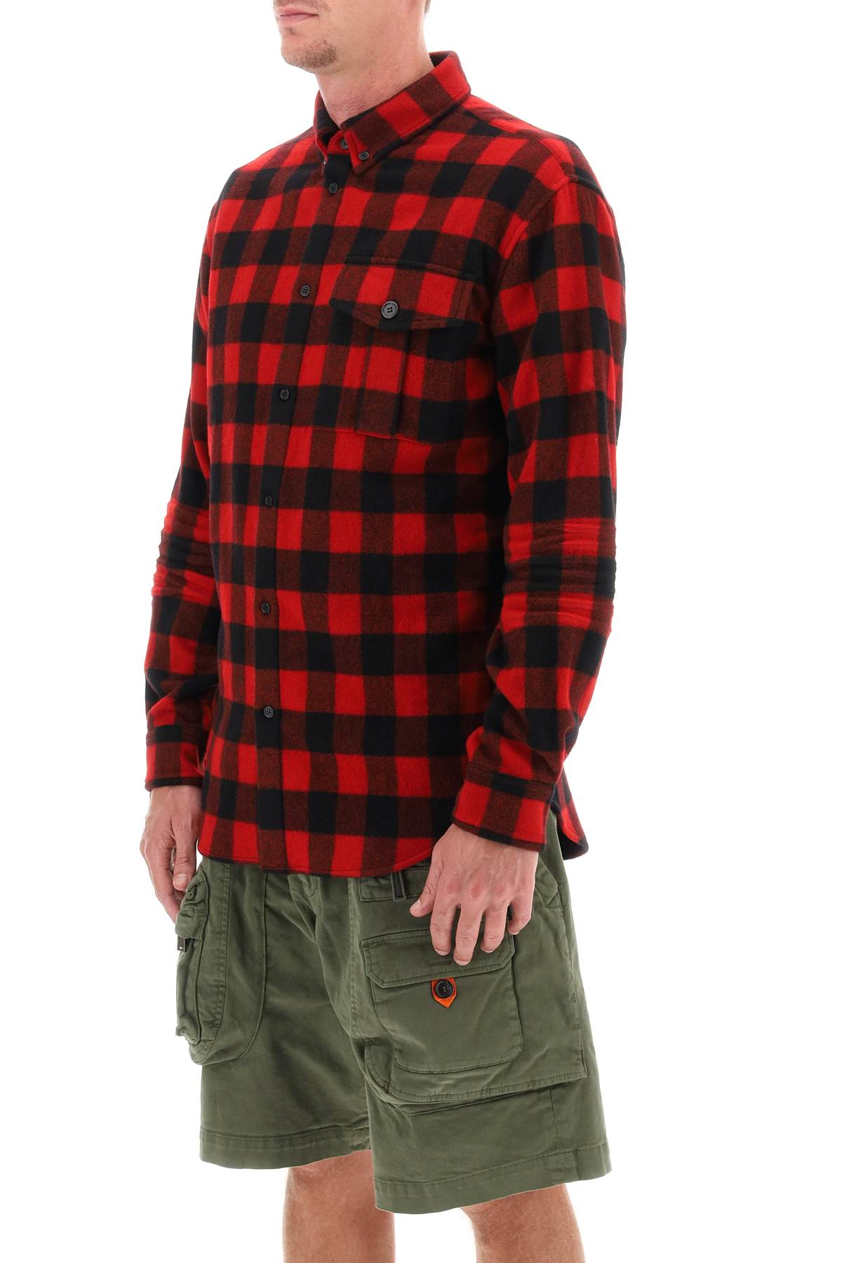 Shop Dsquared2 Shirt With Check Motif And Back Logo In Red Black (black)