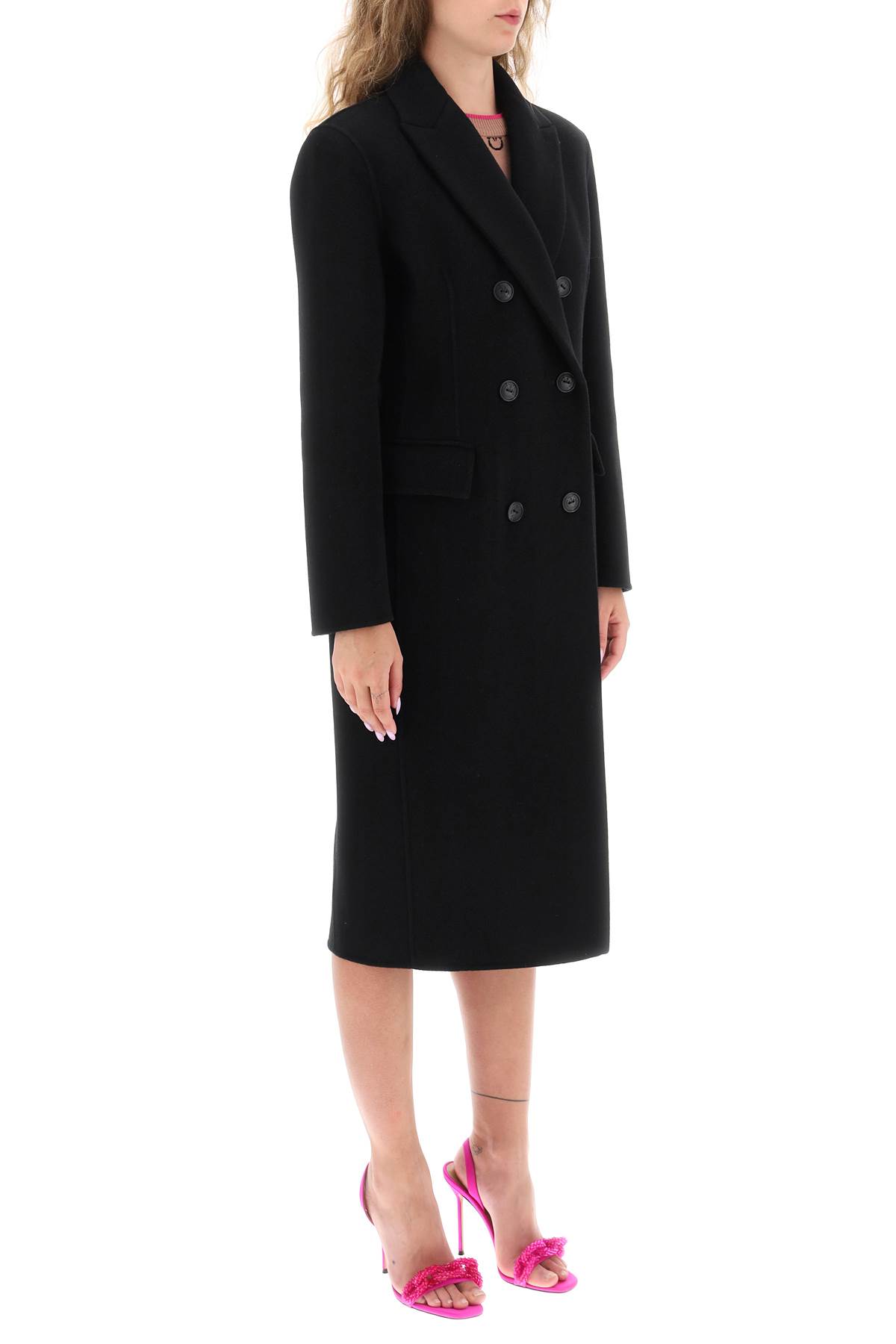 Shop Pinko Ebook Double-faced Wool Coat In Black