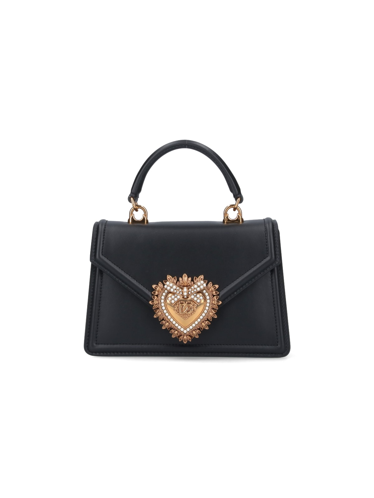 Shop Dolce & Gabbana Small Hand Bag Devotion In Black