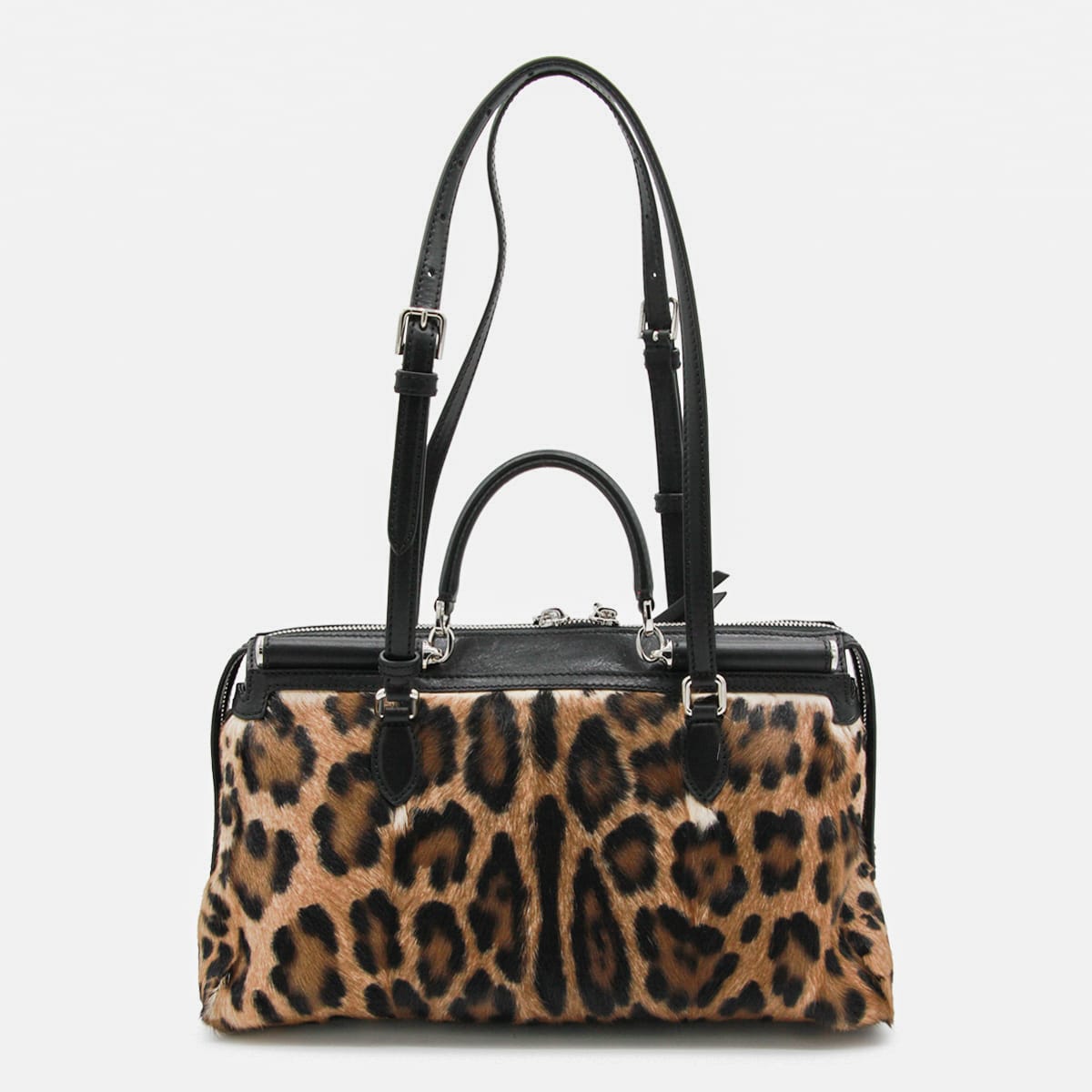 Dolce & Gabbana Animal Print Leather Vittoria Top Handle Bag In Animal Print