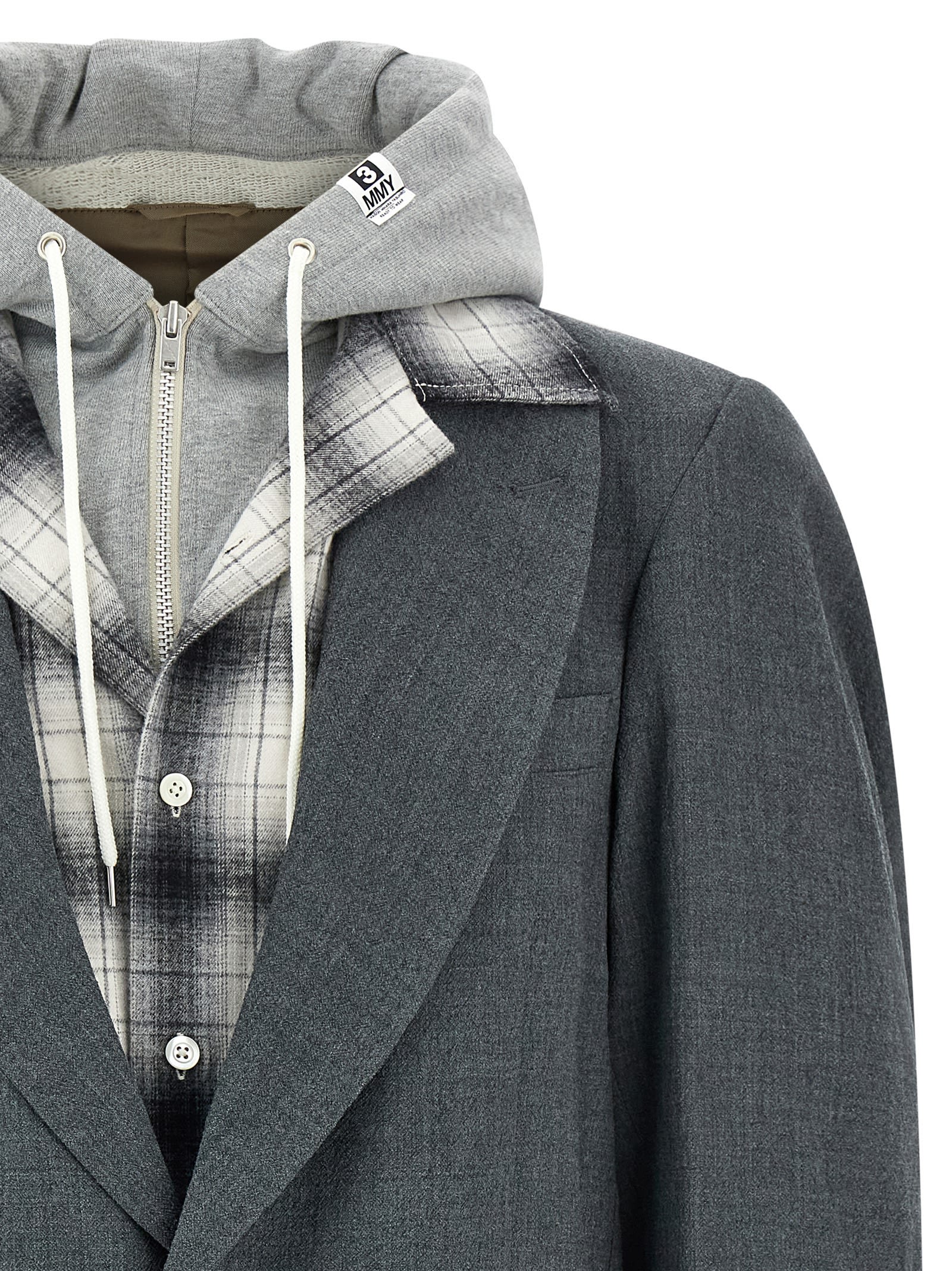 Miharayasuhiro Triple Layered Wool Blazer In Gray