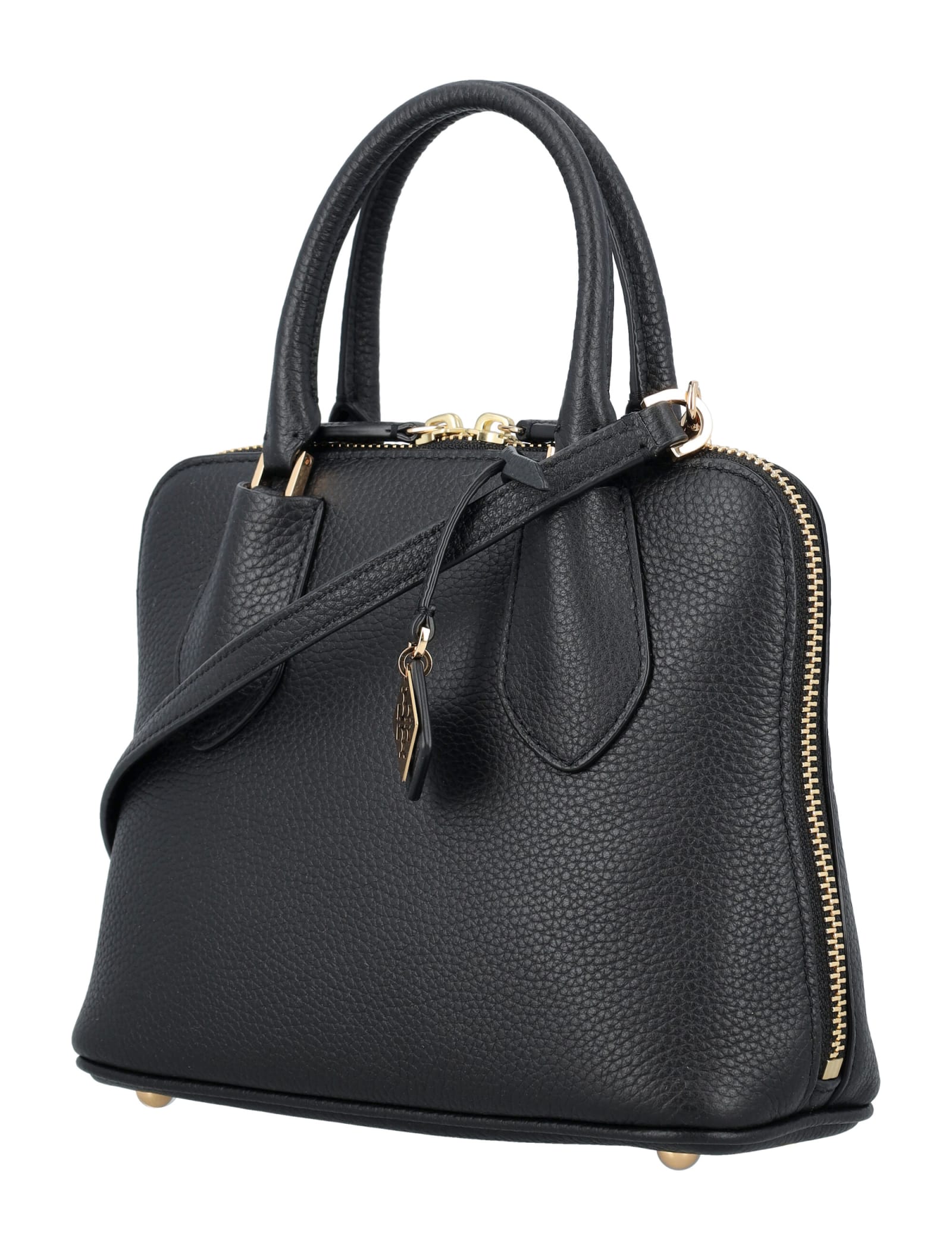 Shop Tory Burch Mini Pebbled Swing Bag In Black