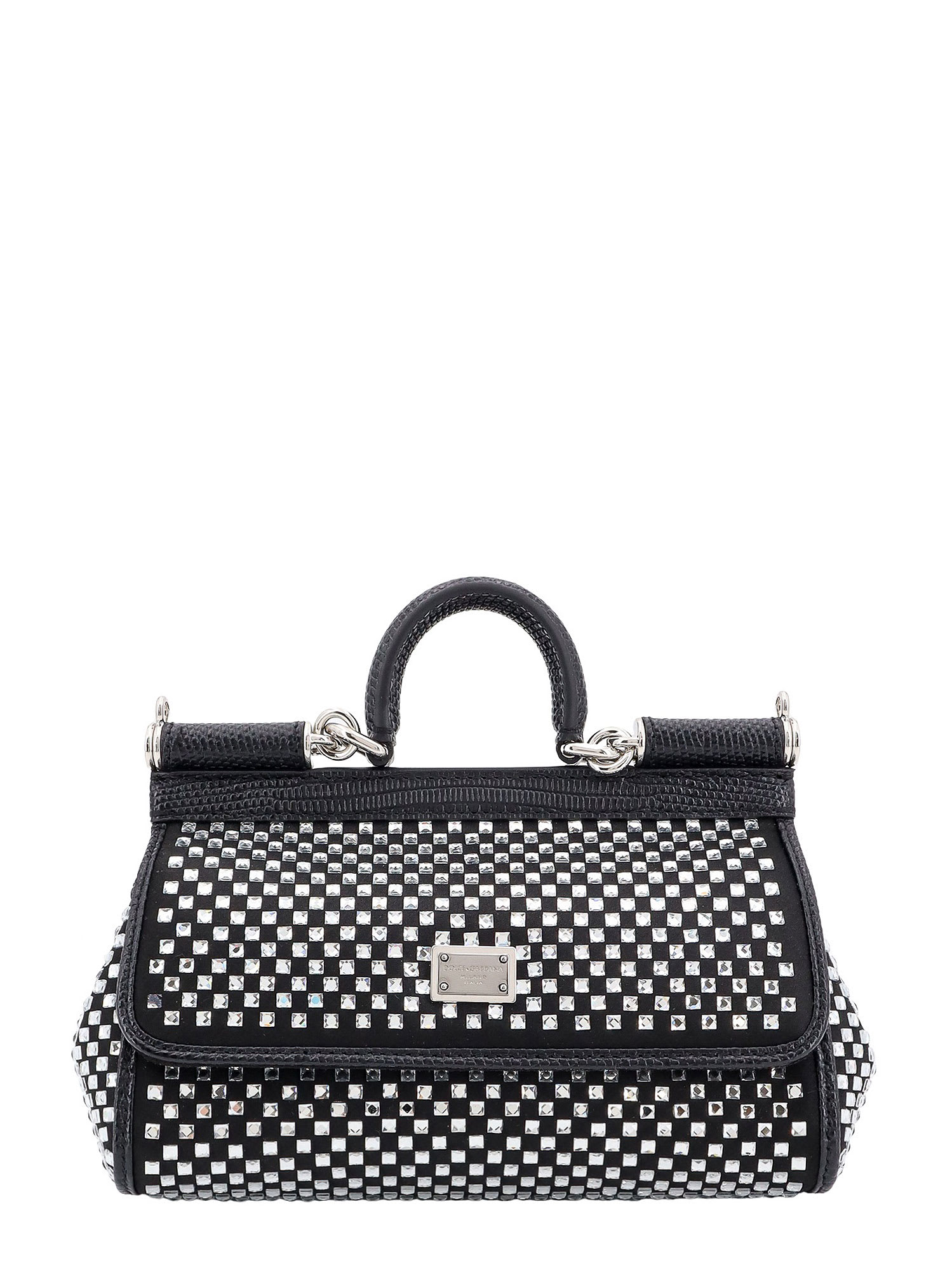 Shop Dolce & Gabbana Sicily Handbag In Black/silver