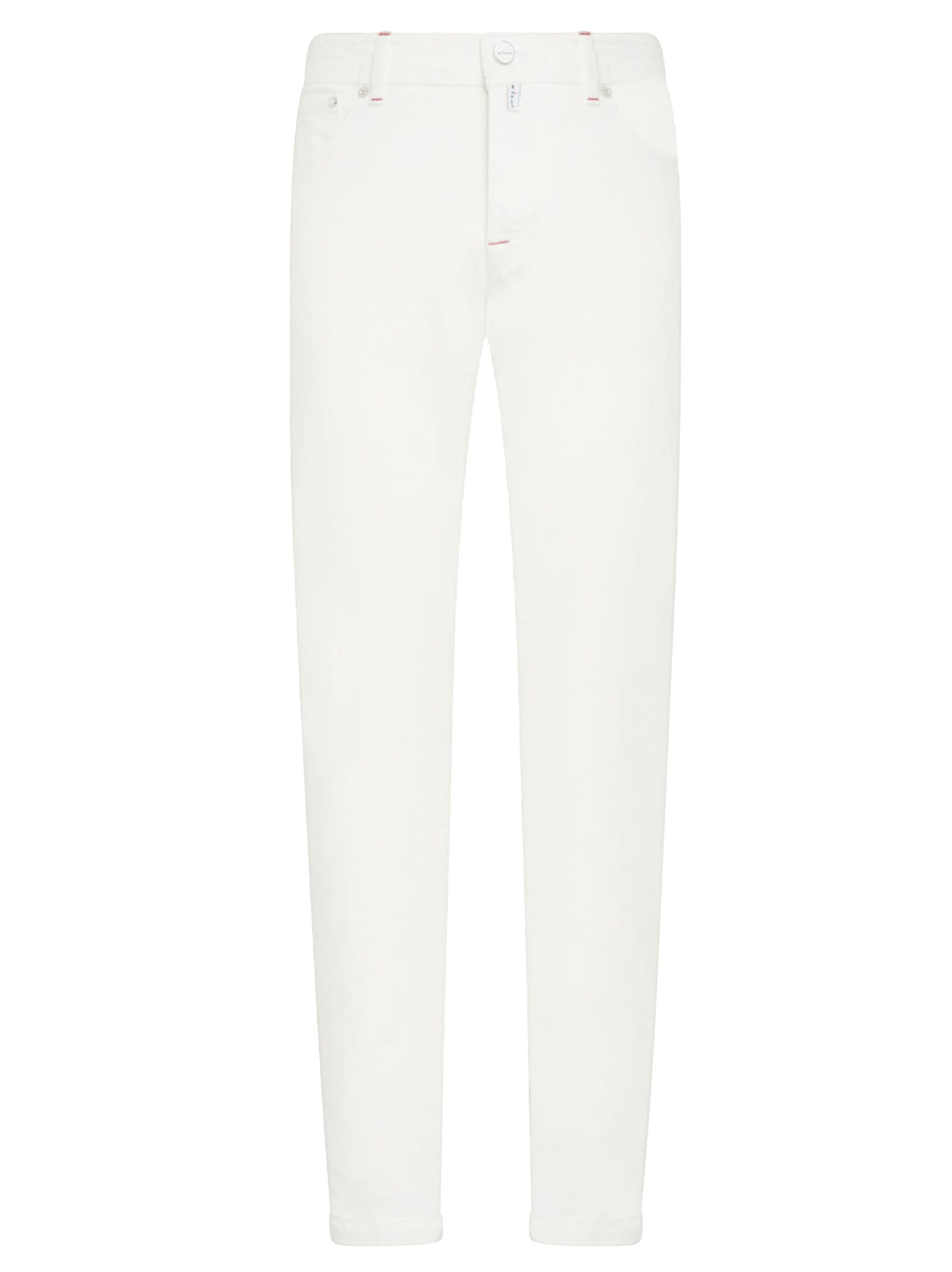 Kiton Trousers Cotton In Cream White