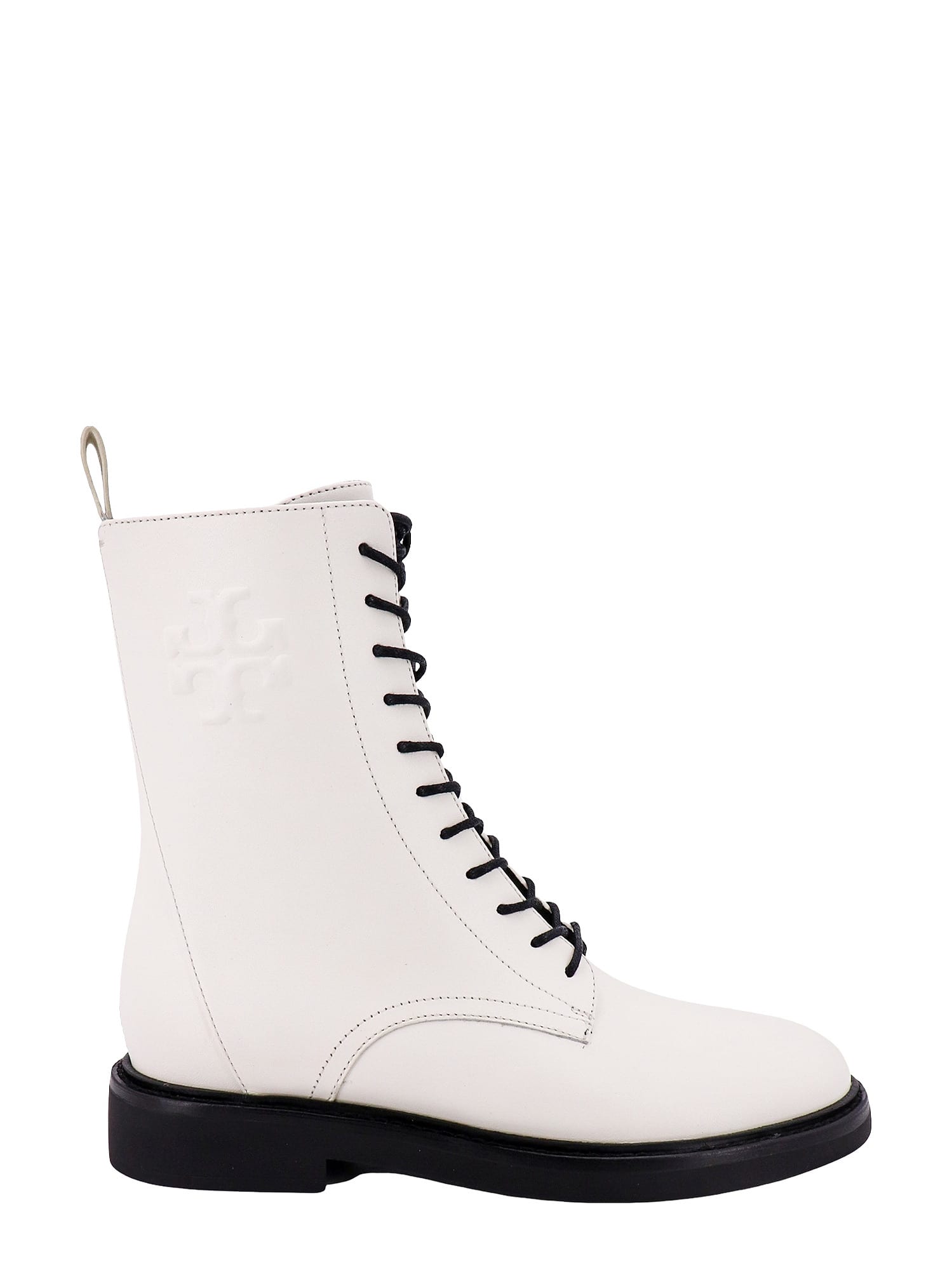 Shop Tory Burch Double T Ankle Boots In White