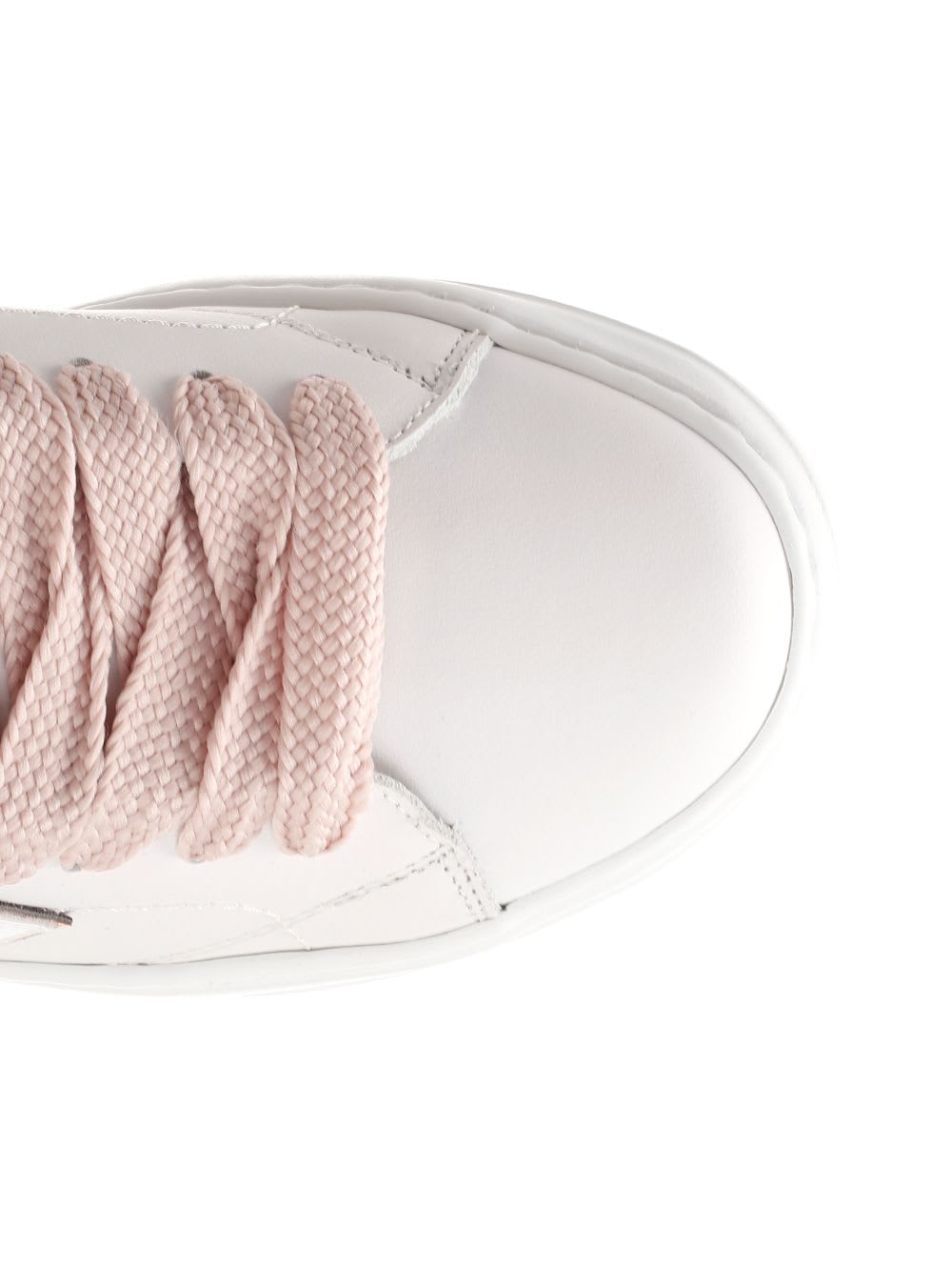 Shop Philippe Model Temple Sneaker In Veau Chenille_blanc Rose