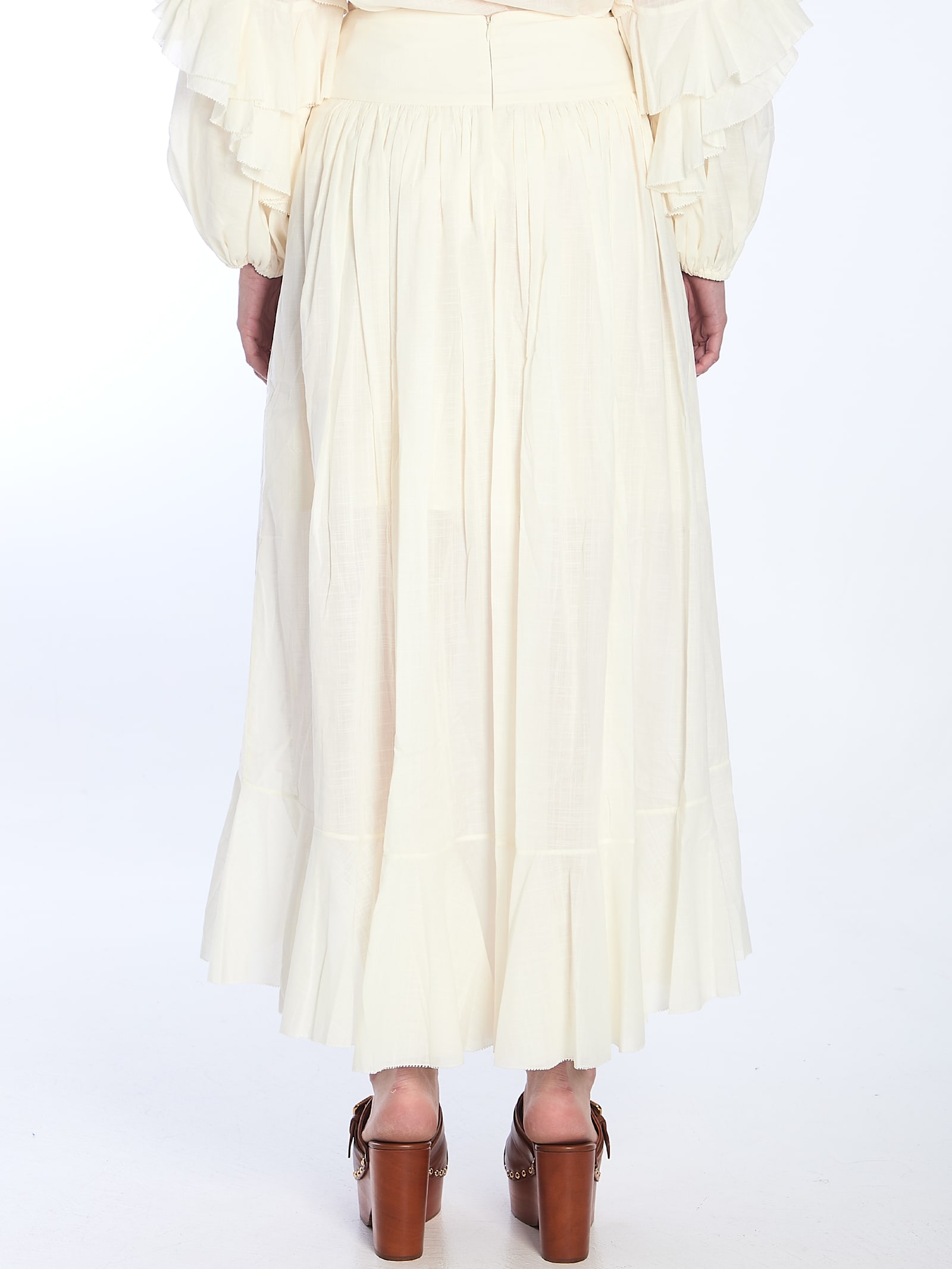 Shop Zimmermann Acacia Ruffle Maxi Skirt In Ivory