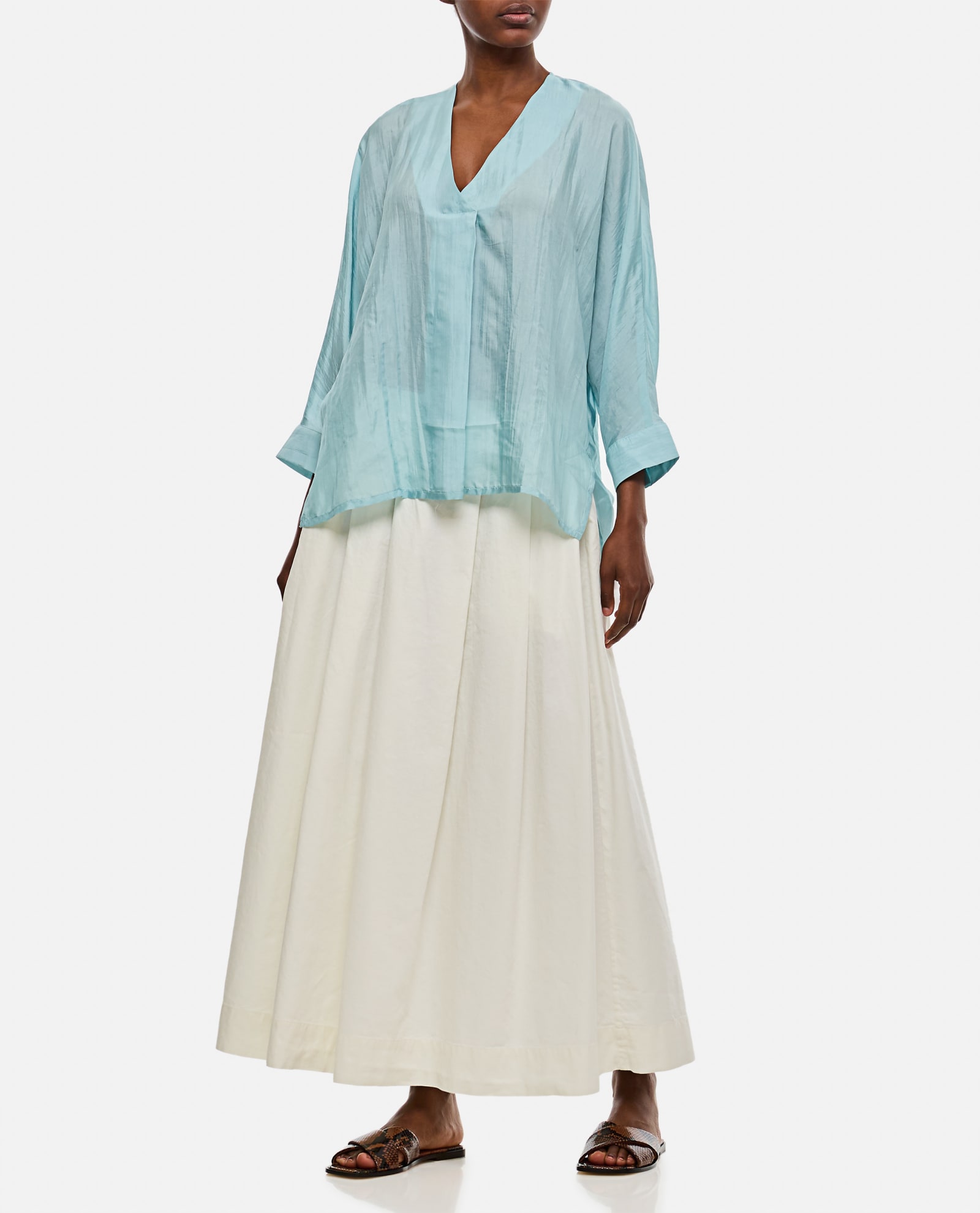 Shop The Rose Ibiza Silk Indochine Blouse In Clear Blue