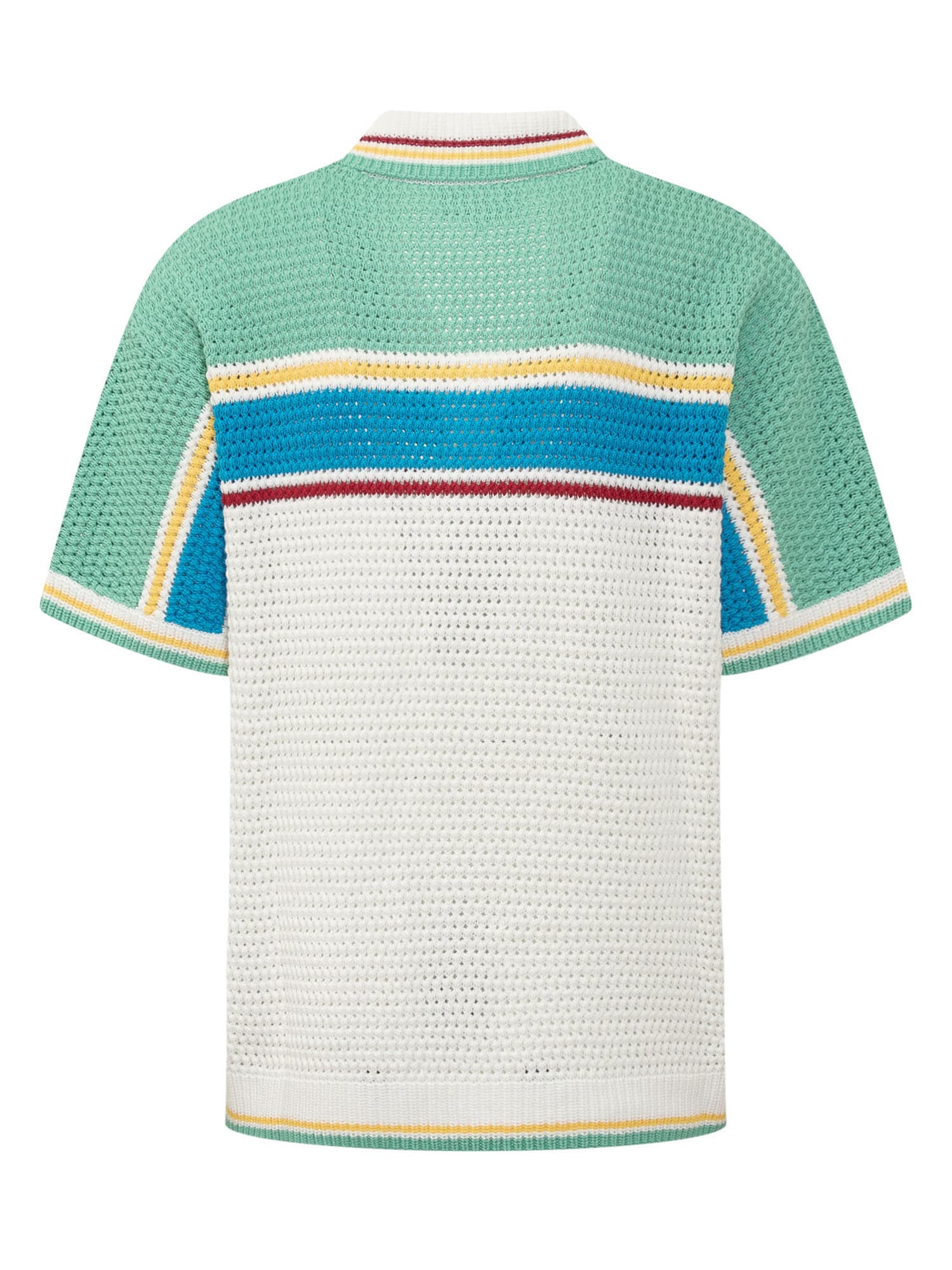 Shop Casablanca Crochet Tennis Shirt In White/blue Multi