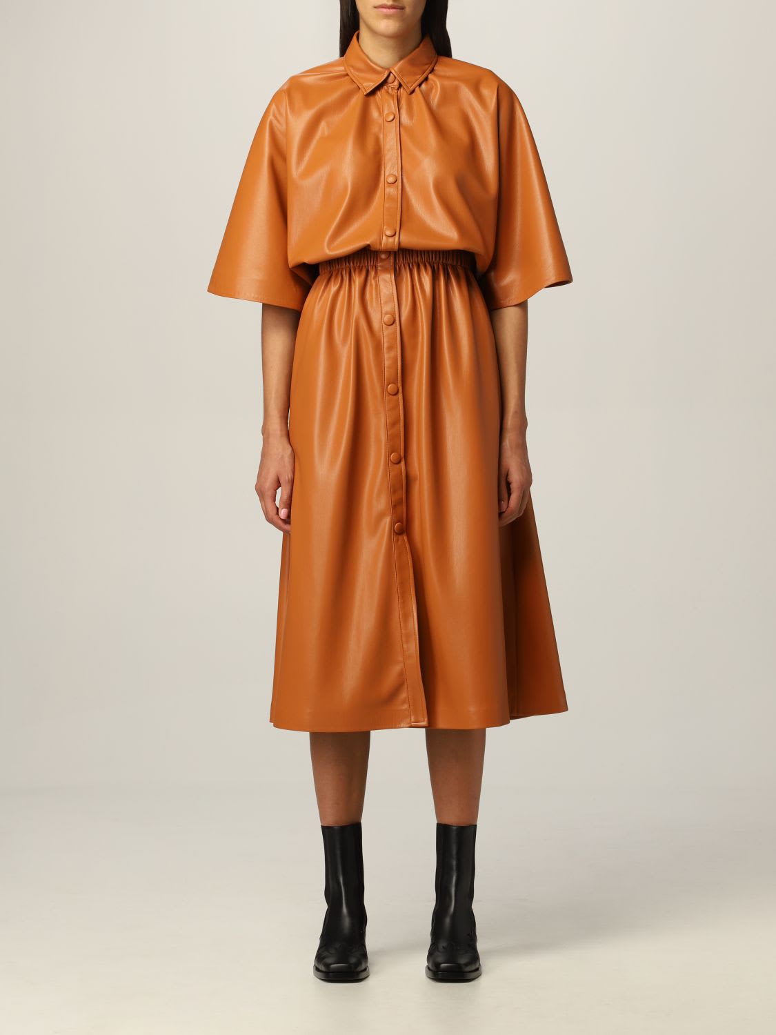 Msgm Dress Msgm Shirt Dress In Synthetic Leather