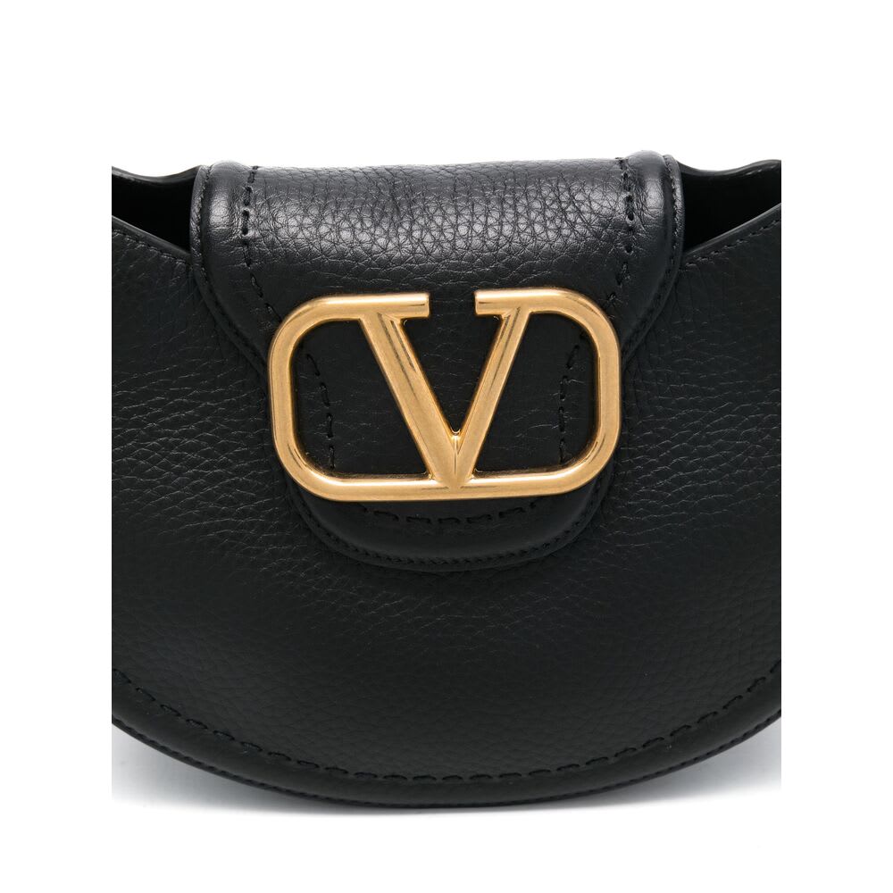 Valentino Vlogo Signature-plaque Shoulder Bag In Black