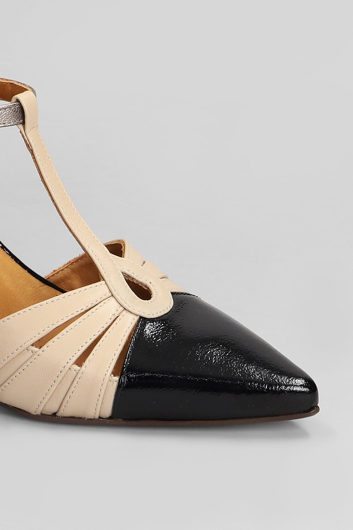 Chie Mihara Pumps In Black Leather And Fabric In Black