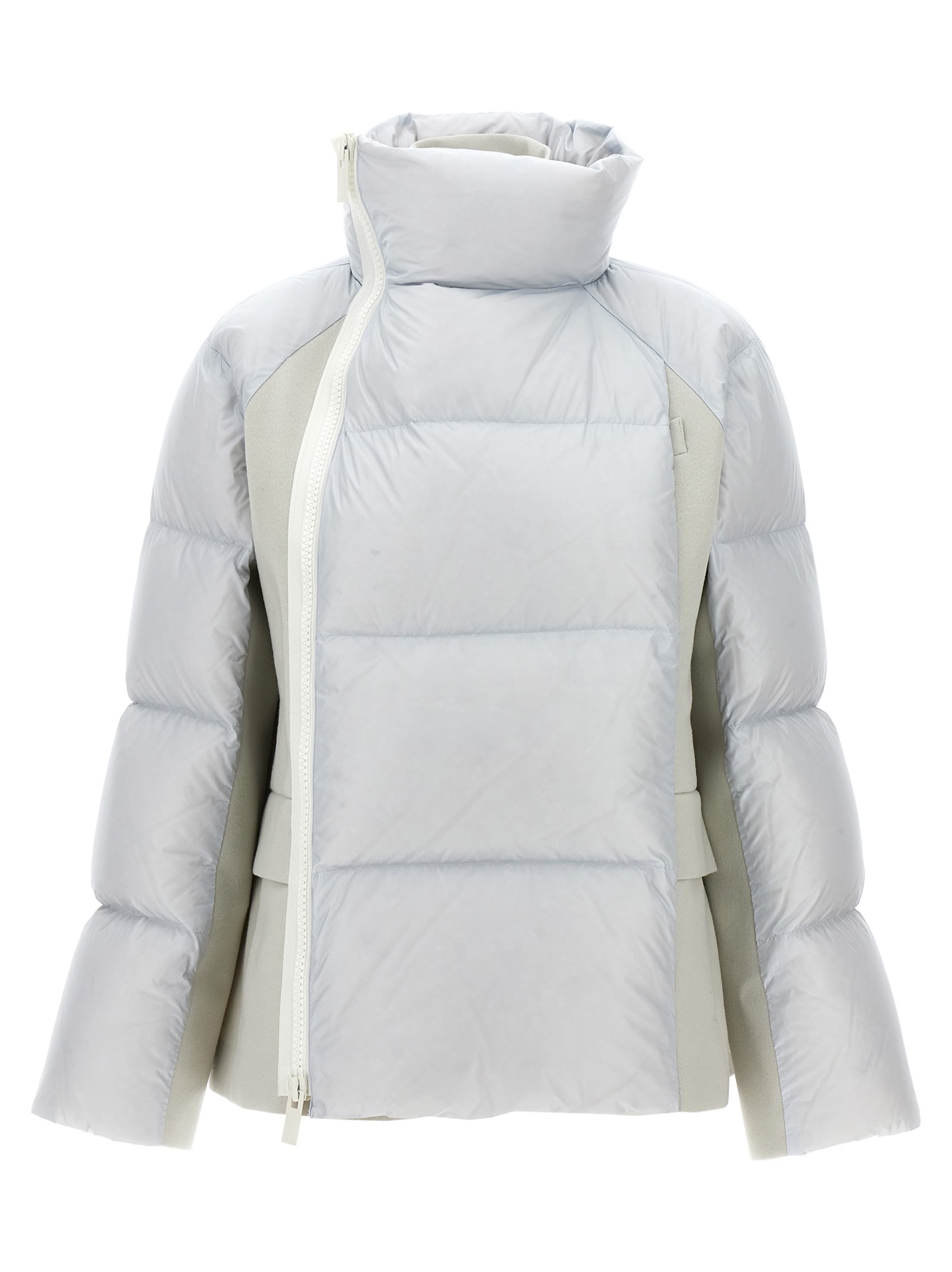 Shop Sacai Melton Down Jacket In Gray