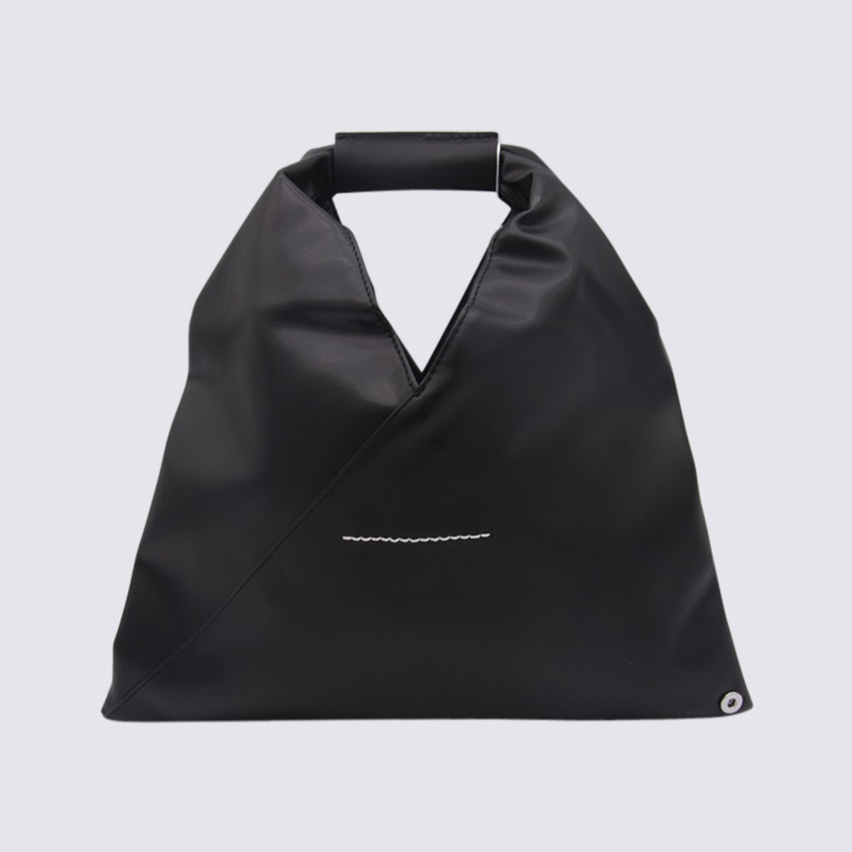 Shop Mm6 Maison Margiela Black Leather Japanese Tote Bag