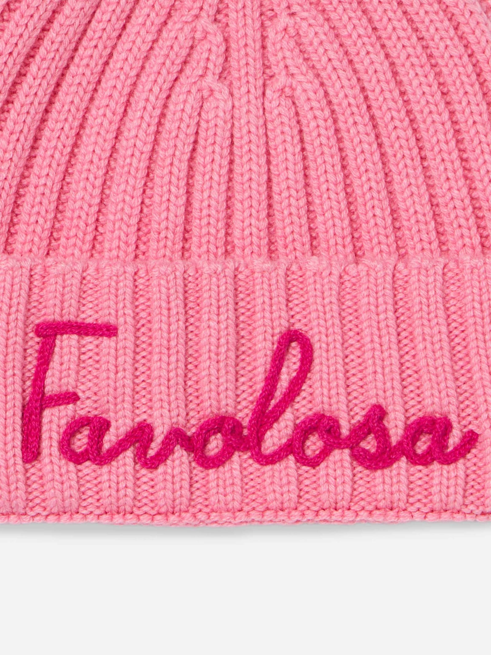 Mc2 Saint Barth Girl Pink Beanie With Favolosa Embroidery In Pink
