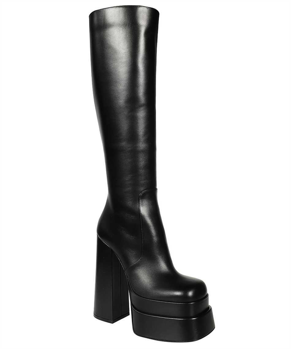 Versace Leather Boots In Black