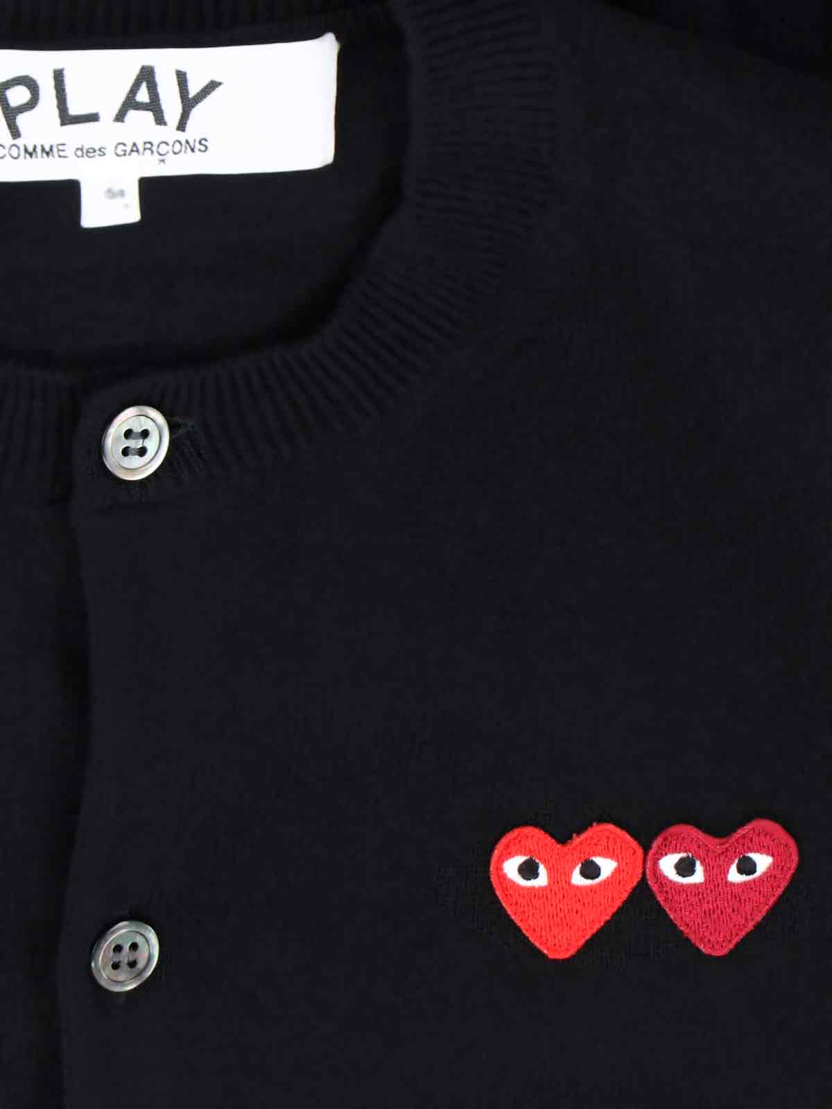 Comme Des Garçons Play Logo Cardigan In Black