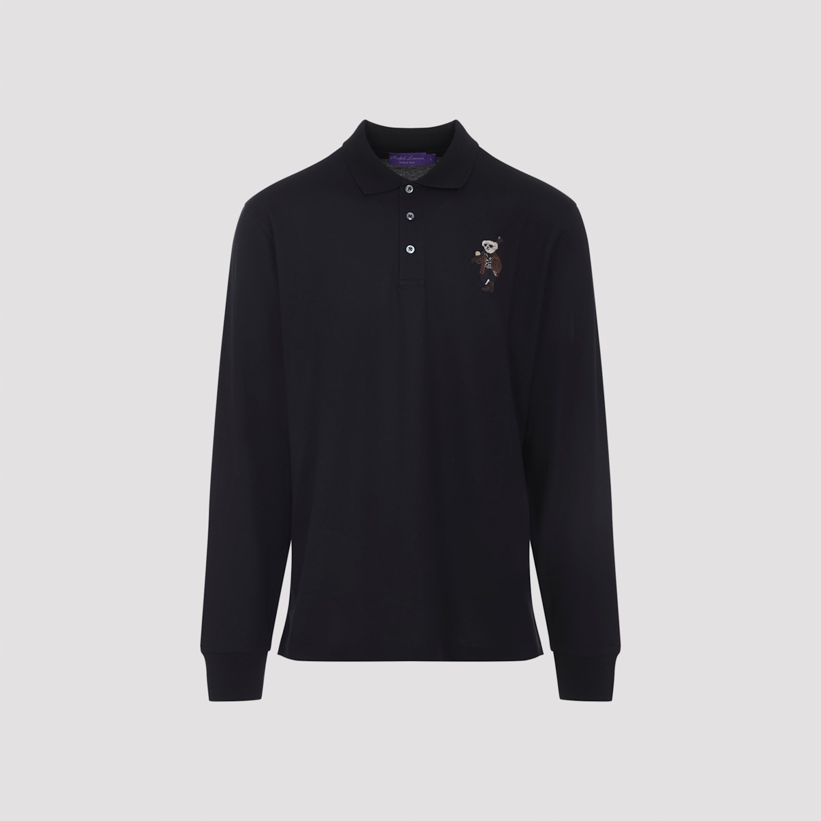 Ralph Lauren Long Sleeve Bear Cardigan With Ribbed Cuffs In Blue