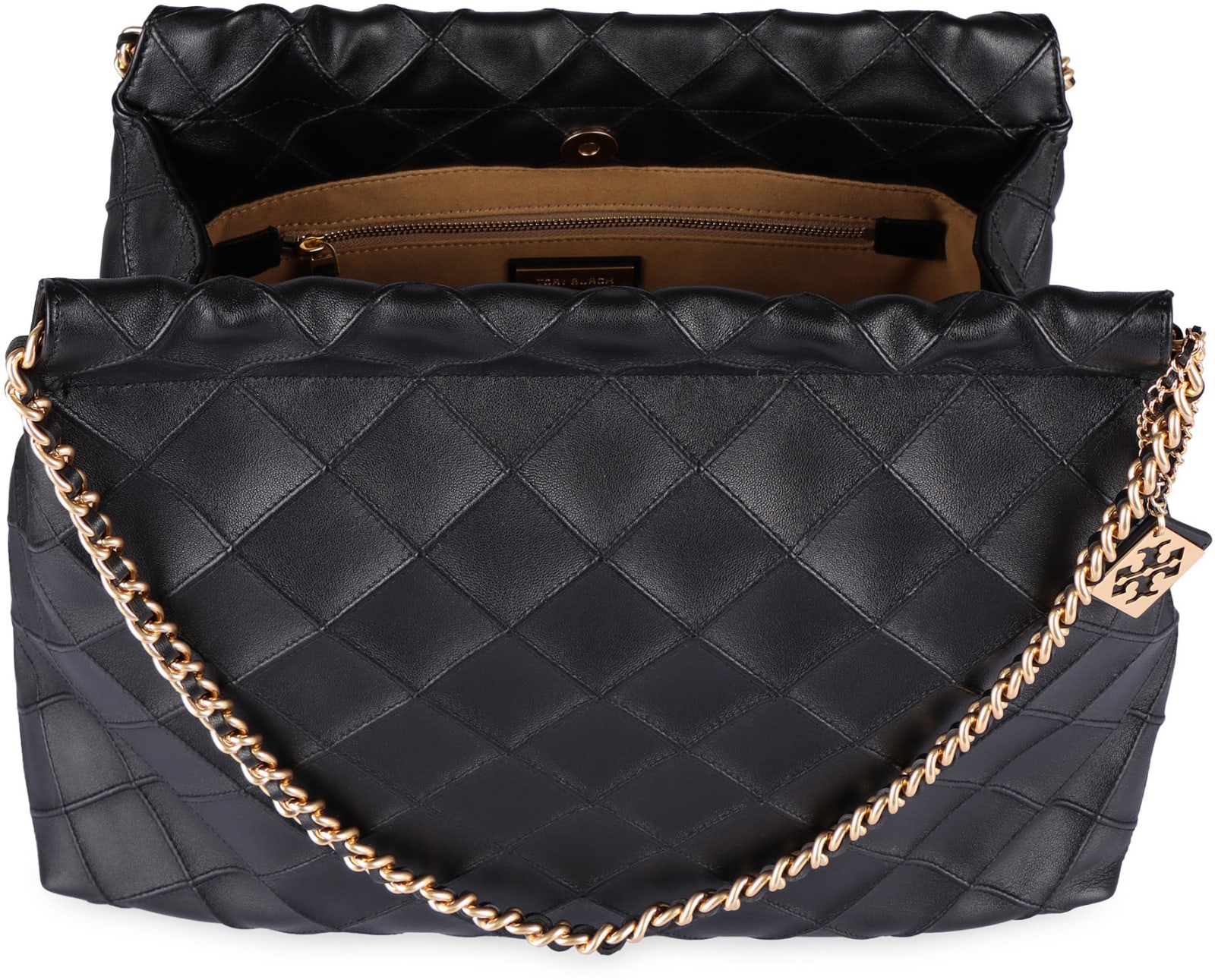 Shop Tory Burch Fleming Leather Bag In Black