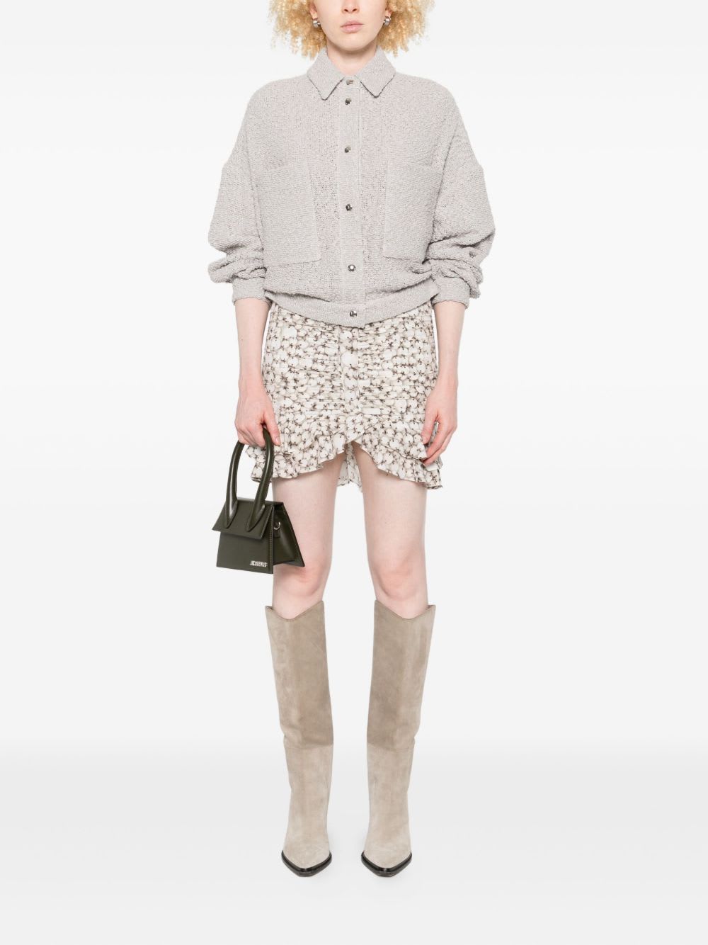 Iro Pabli Textured Weave Cotton Jacket With Patch Pockets In Gray