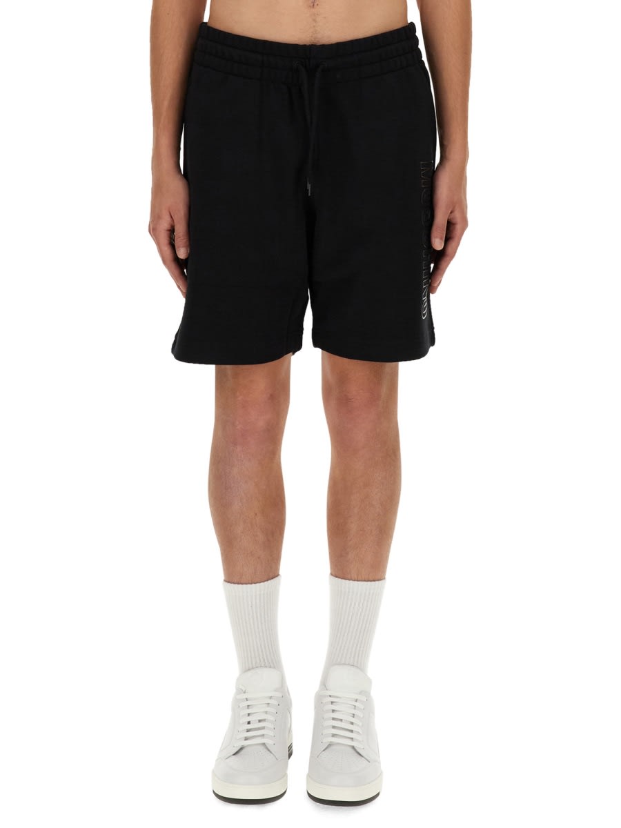 Shop Moschino Cotton Bermuda Shorts In Black