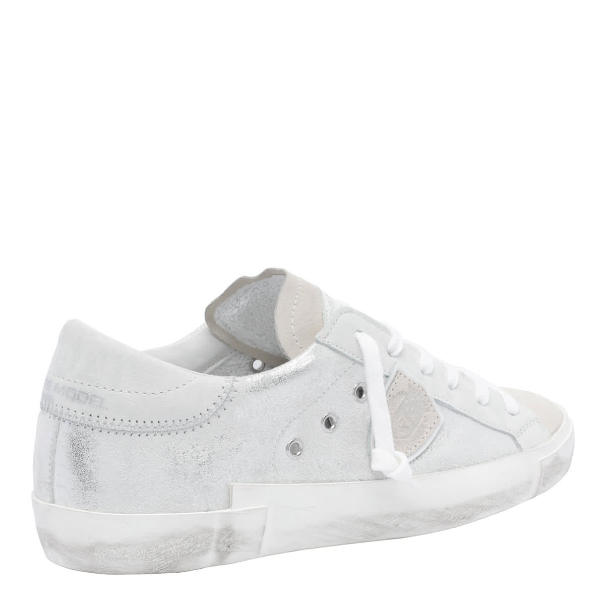 Philippe Model Silver Laminated Sneakers In Gray