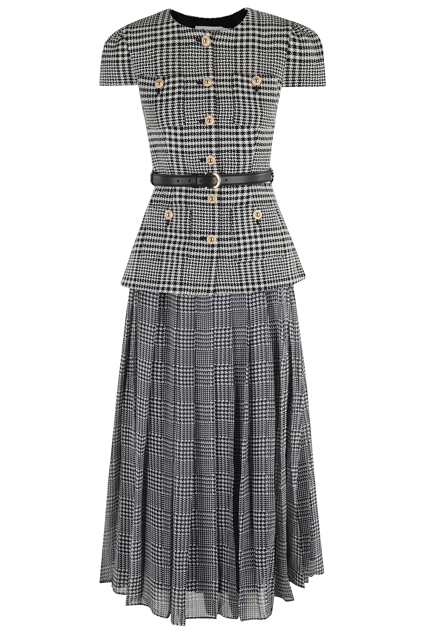 Houndstooth Tailored Midi Dress