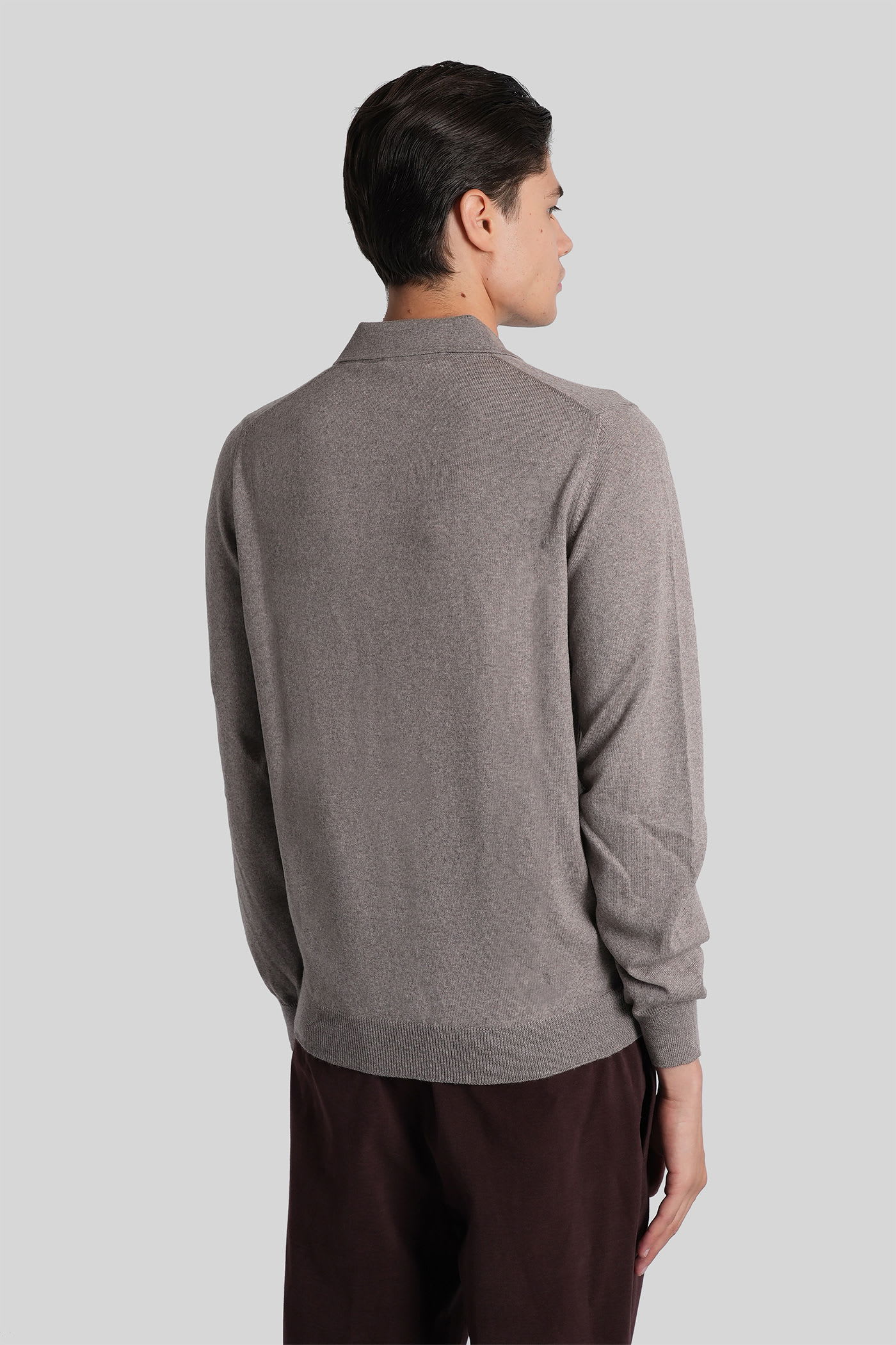 Tagliatore Palmer Polo In Grey Wool In Brown