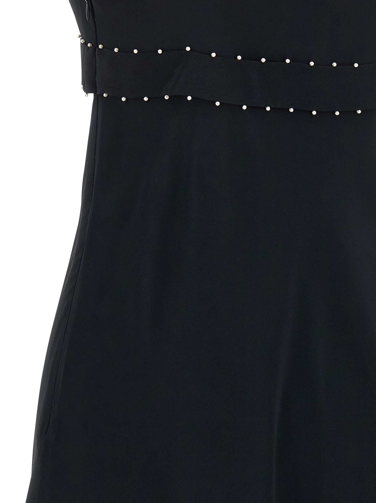Giovanni Bedin Silk Blend Mini Dress With Pearl In Black