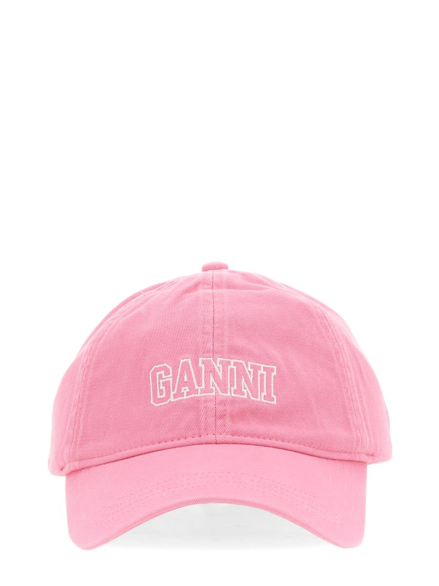 Ganni Baseball Cap In Pink