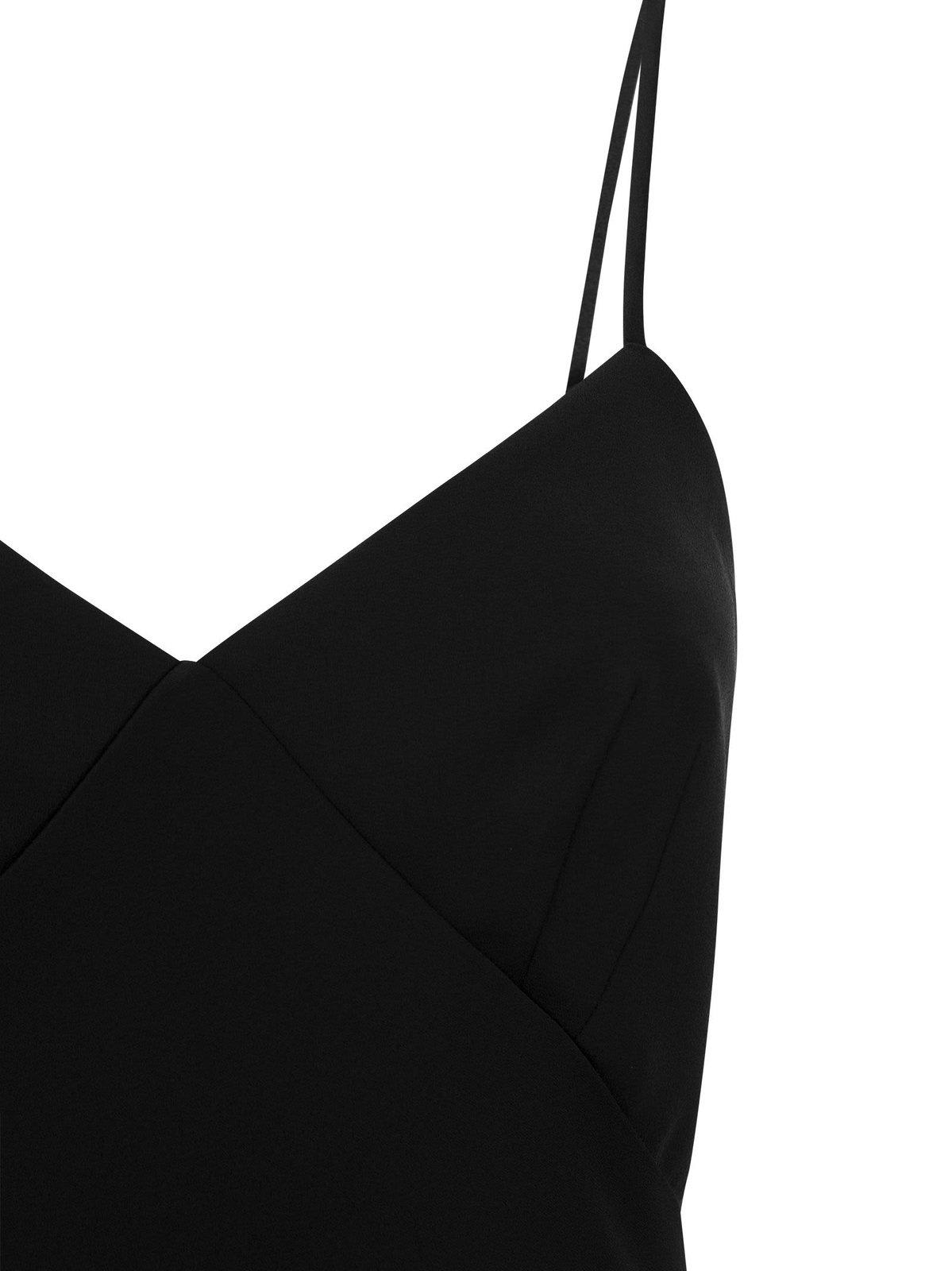 Shop Max Mara V-neck Satin Slip Dress In Black