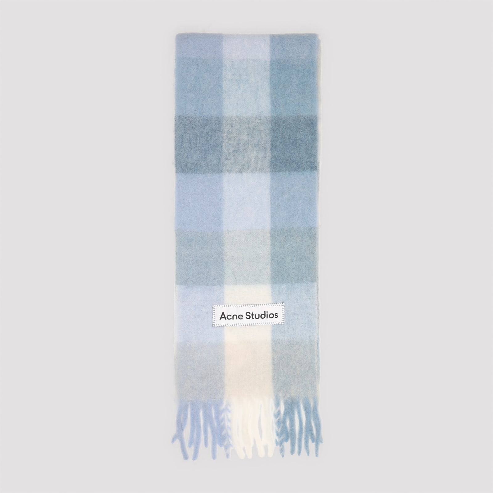 Acne Studios Alpaca Wool Blend Checkered Pattern Scarf