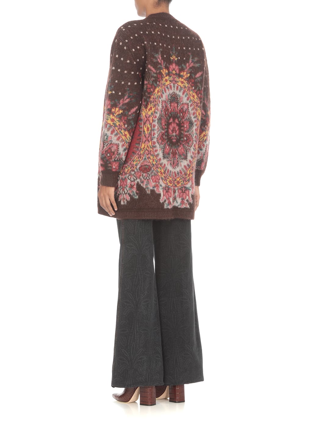 Etro Cardigan Con Motivo Jacquard In Brown