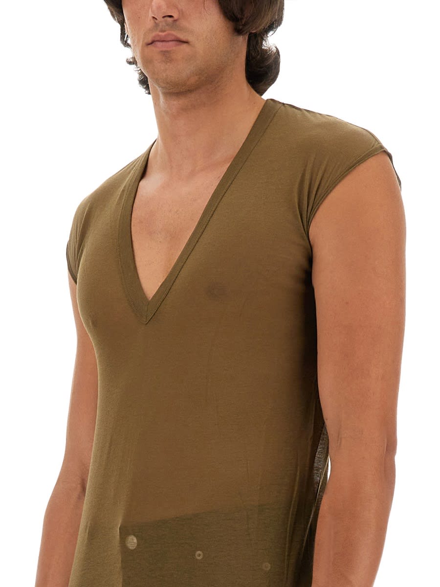 Shop Rick Owens V-neck T-shirt In Brown