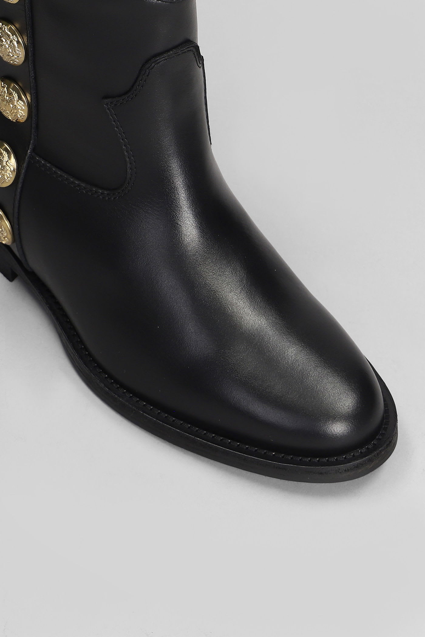 Via Roma 15 Ankle Boots Inside Wedge In Black Leather In Black