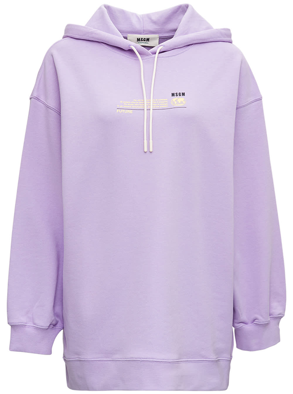 MSGM Lilac Cotton Hoodie With Logo
