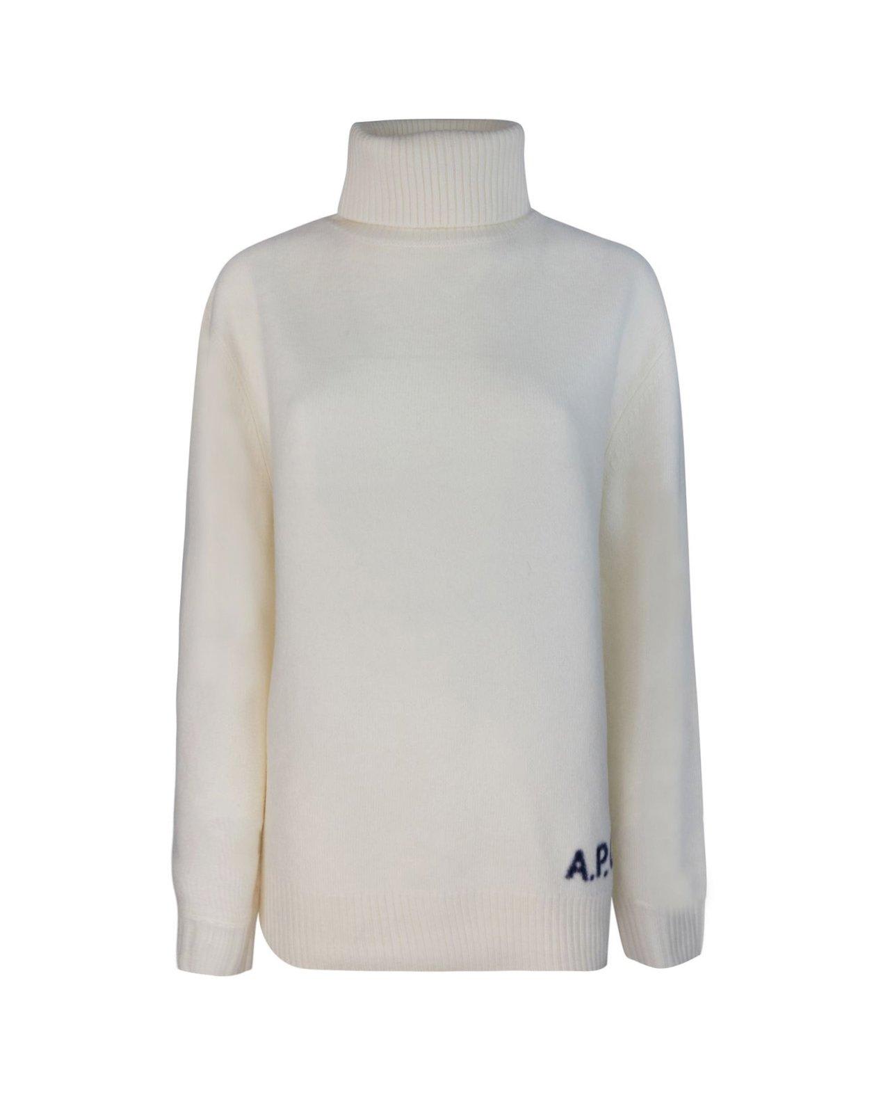 Shop Apc Turtleneck Long-sleeved Jumper In Aad Ecru