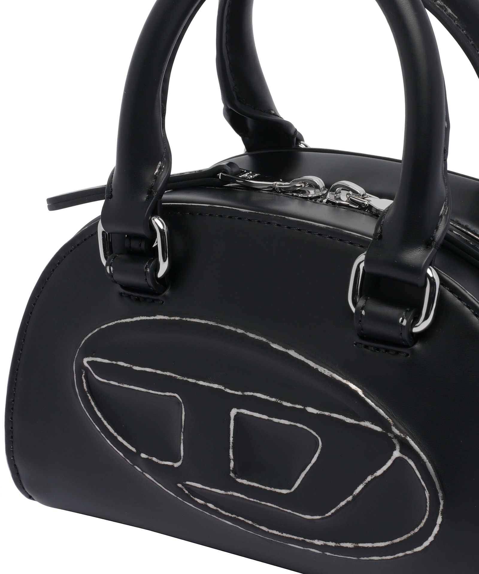 Diesel Women Black 1dr Dome Crossbody Mini Bowling Bag In Black