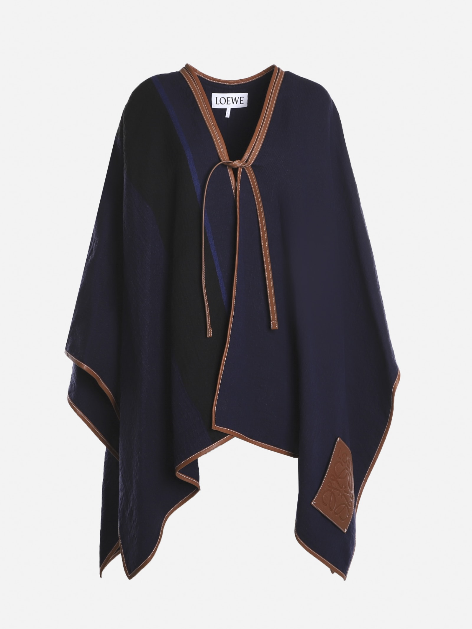 Loewe Linen Blend Cape With Anagram Leather Patch