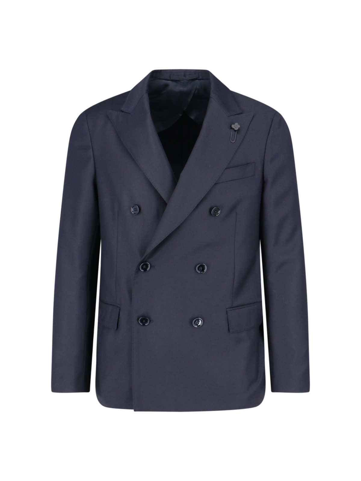 Shop Lardini Double-breasted Suit In Black