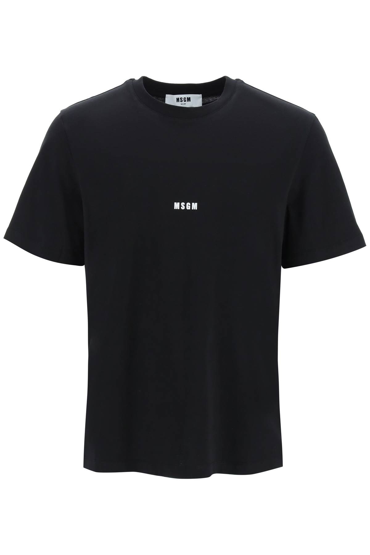Shop Msgm Crewneck T-shirt Featuring Micro Logo Print In Nero