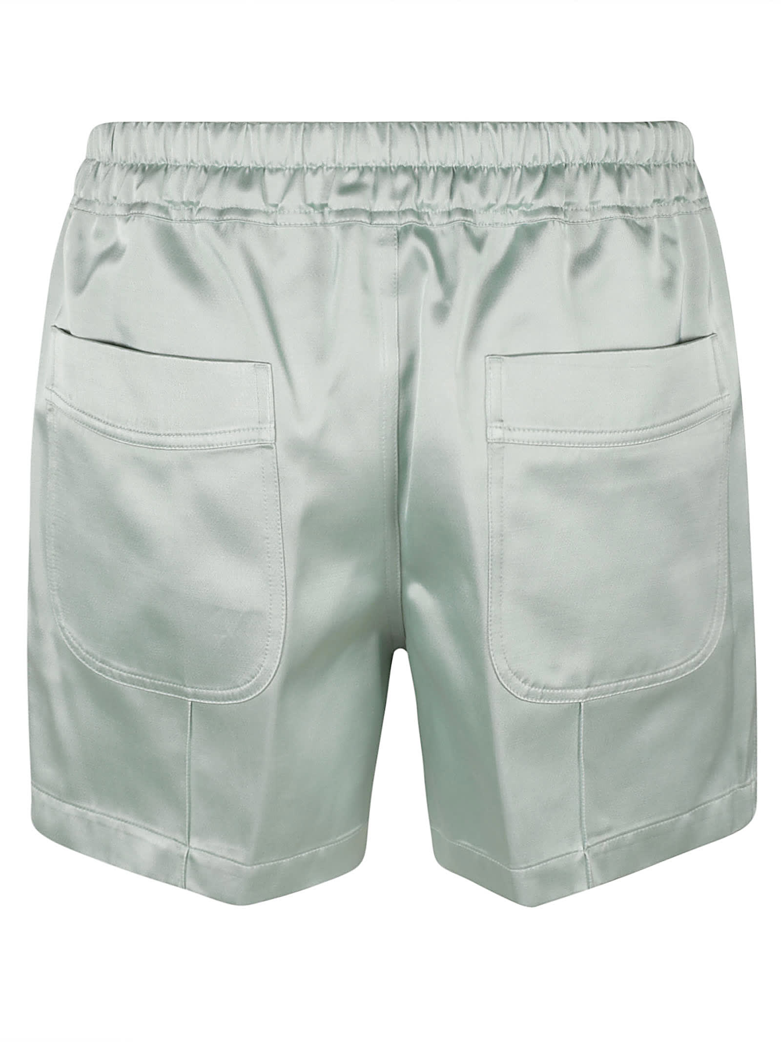 Tom Ford Drawstring Satin Shorts In Jade/white