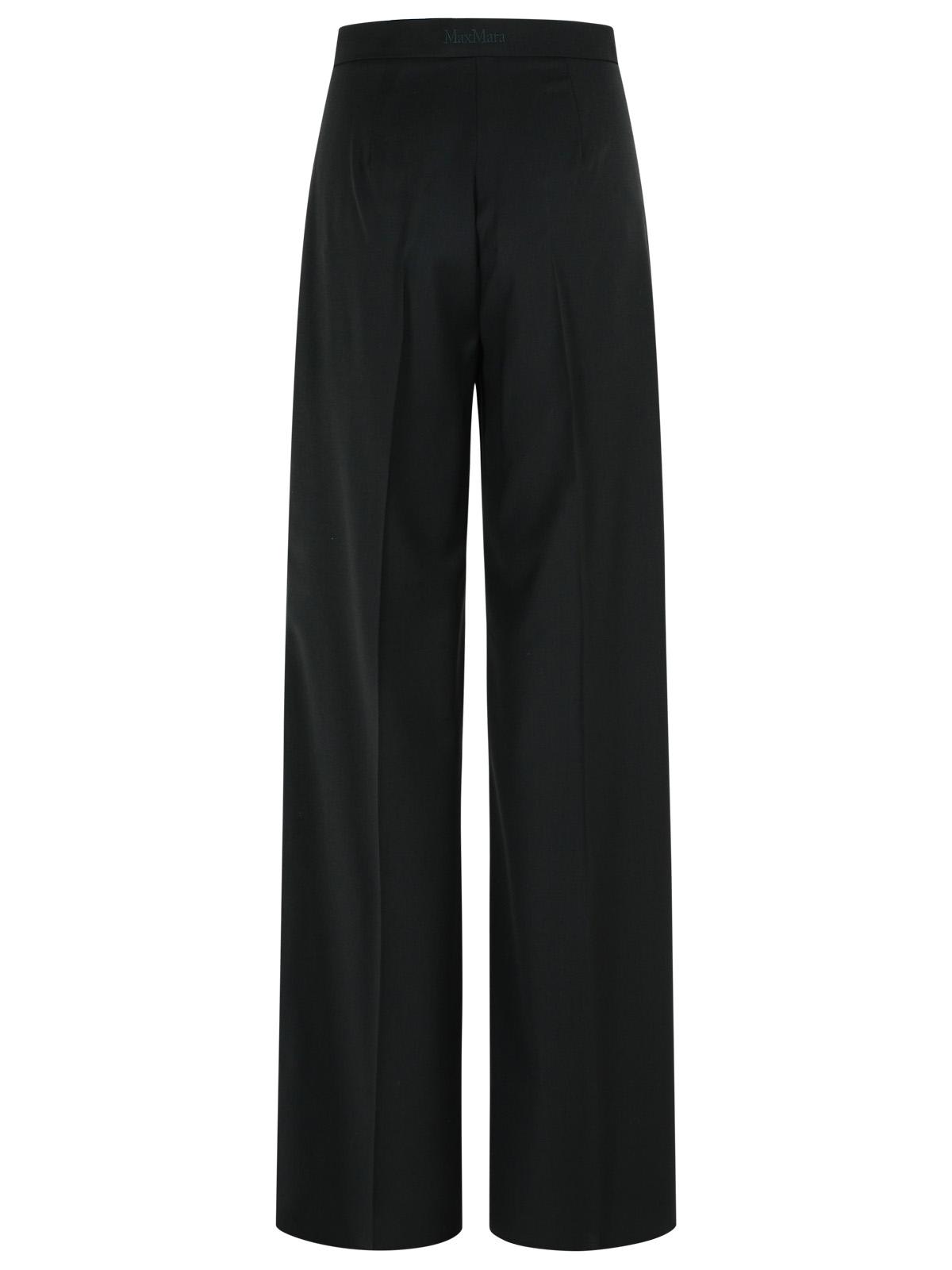 Max Mara Long Wide-leg Trousers With Tailored Fit And Side Pockets In Black