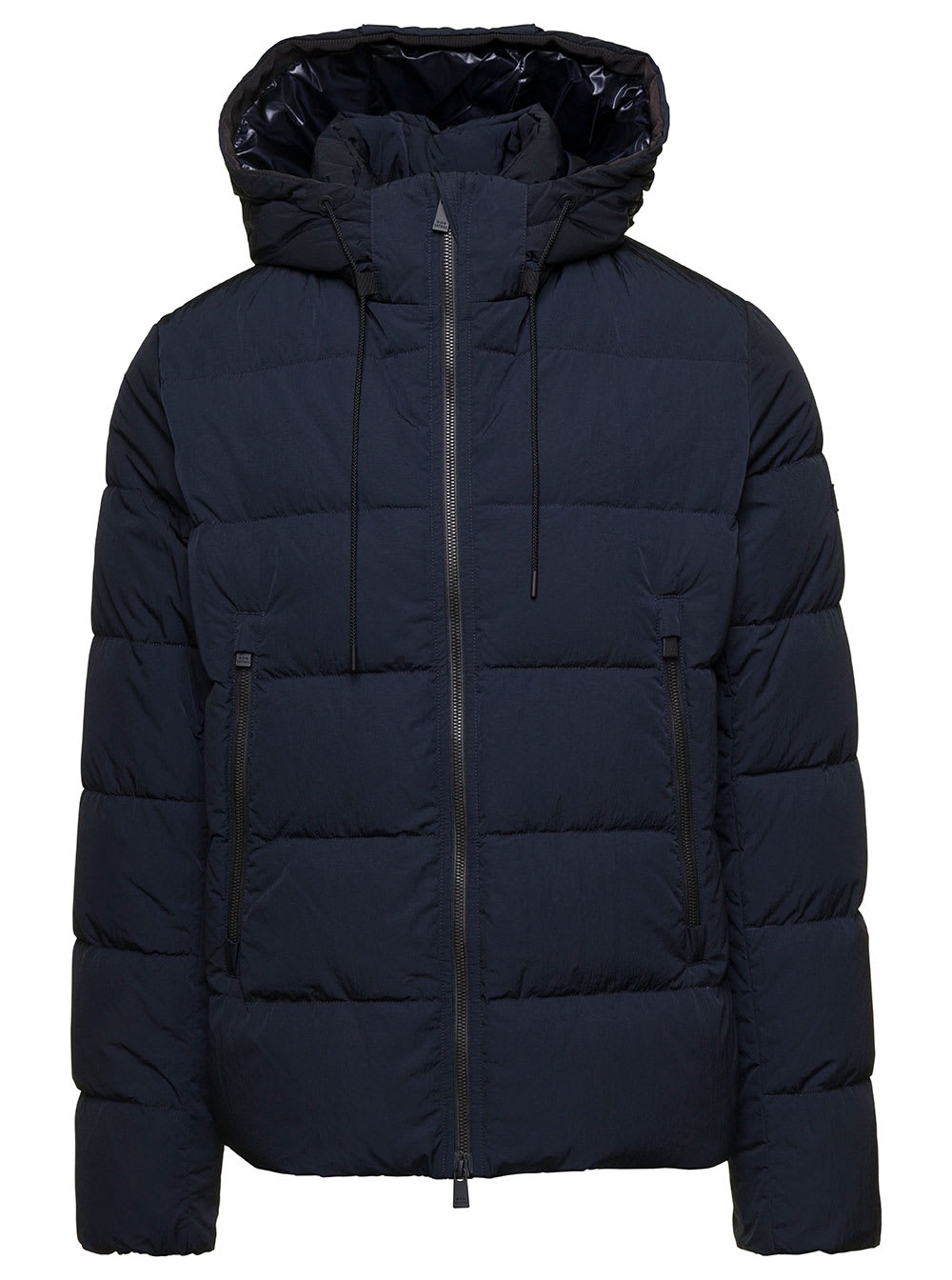 sinami Blue Down Jacket With Logo Patch In Nylon Man