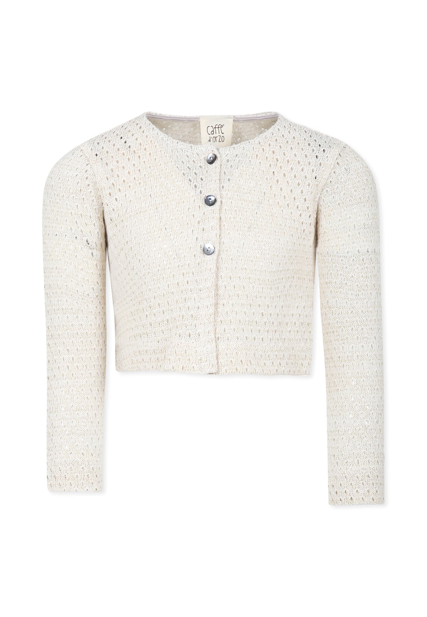 Caffe' D'orzo Ivory Cardigan For Girl In Ivory